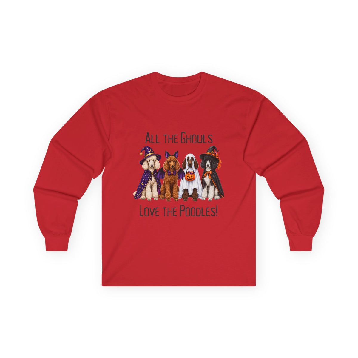 Poodle Halloween Long Sleeve Shirt, All The Ghouls Love Poodles, Spooky Dog Lover Gift