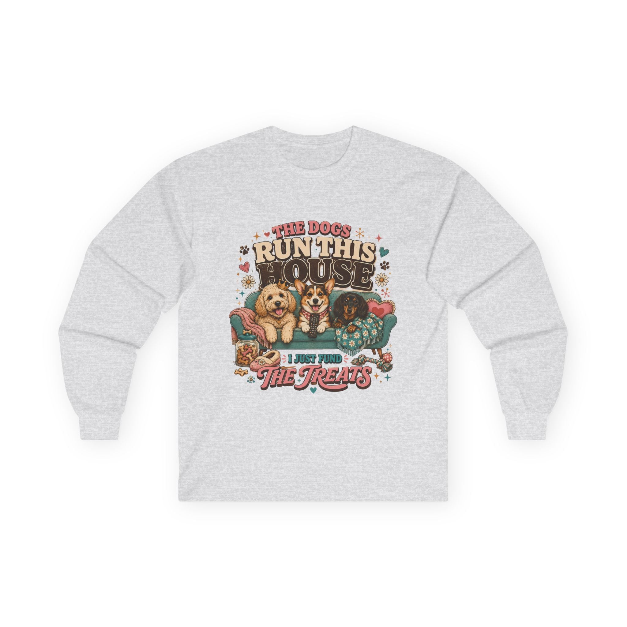 Dog Lover Shirt, Dogs Run House Treats Long Sleeve, Pet Owner Rescue Kennel Graphic