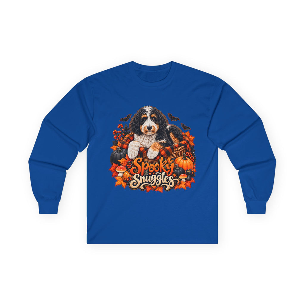 Halloween Dog Long Sleeve Shirt, Spooky Snuggles Doodle Fall Pet Lover Gift