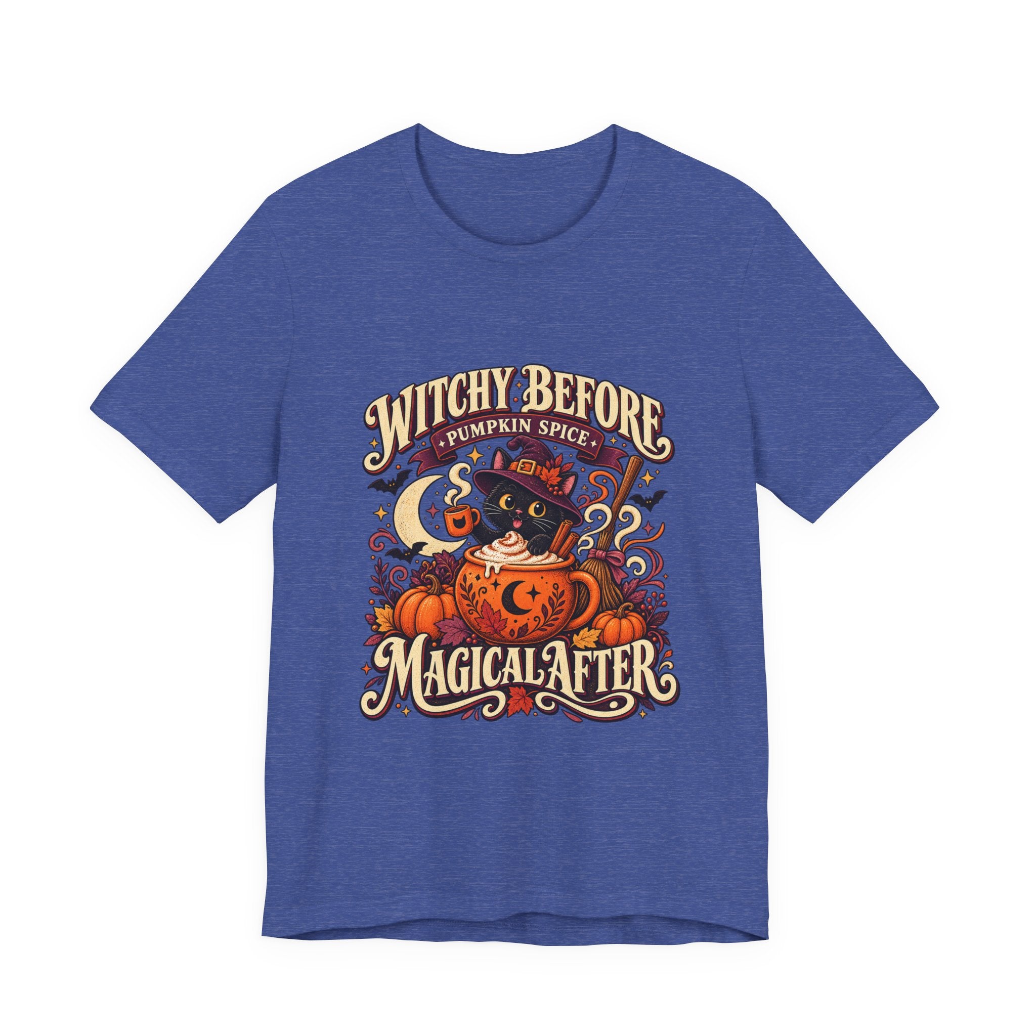 Halloween T-Shirt, Witchy Pumpkin Spice Cat Tee, Magical Fall Graphic