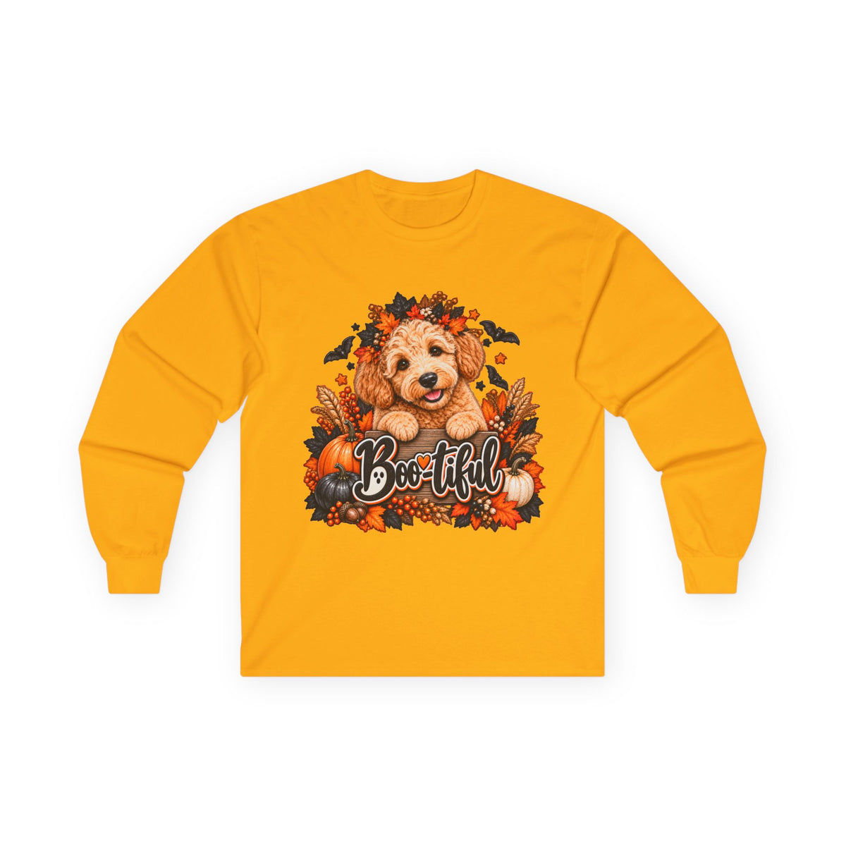 Halloween Doodle Long Sleeve Shirt, Boo-tiful Goldendoodle Fall Dog Lover Gift