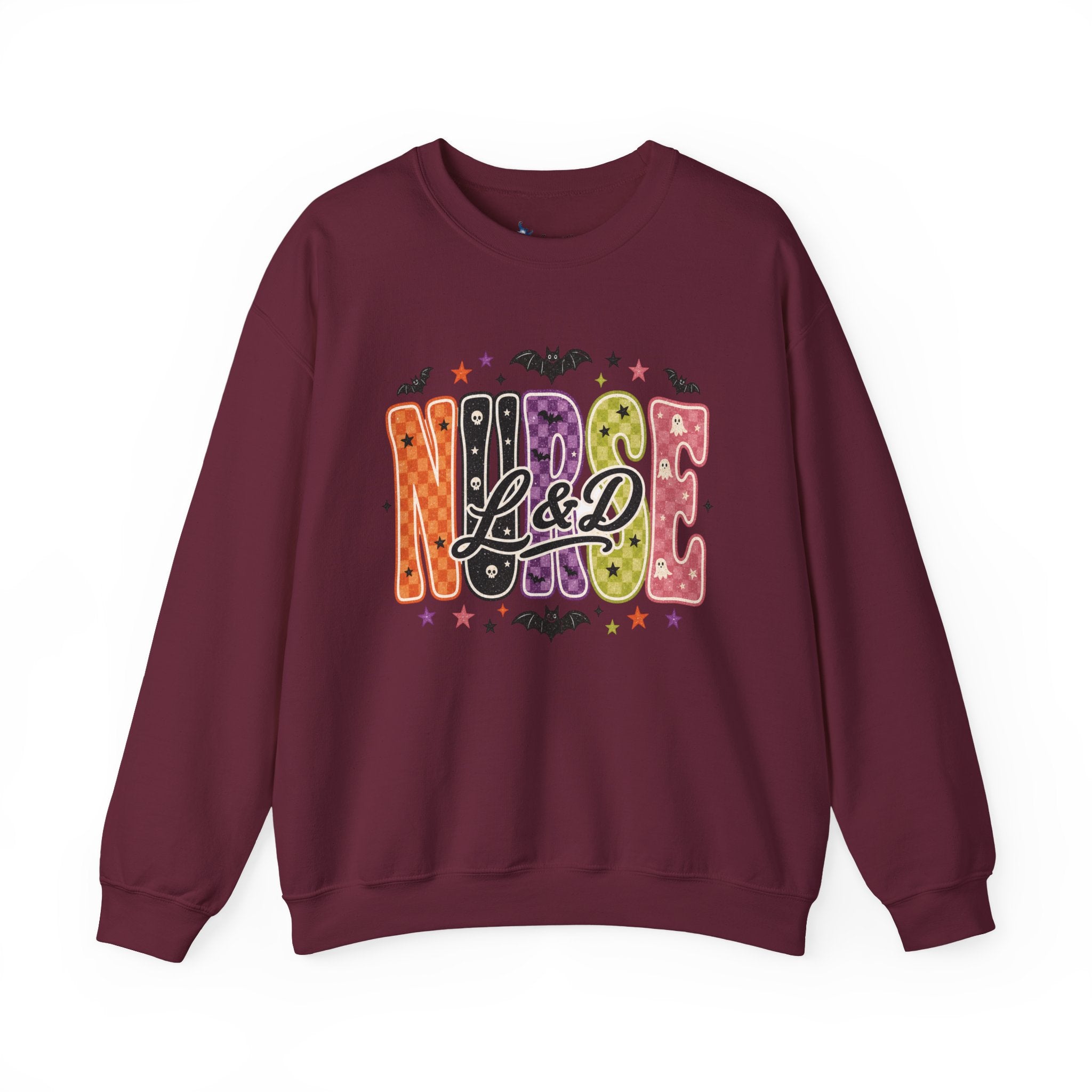 L&D Labor and Delivery Nurse Halloween Sweatshirt, Retro Spooky Baby Nurse Crewneck