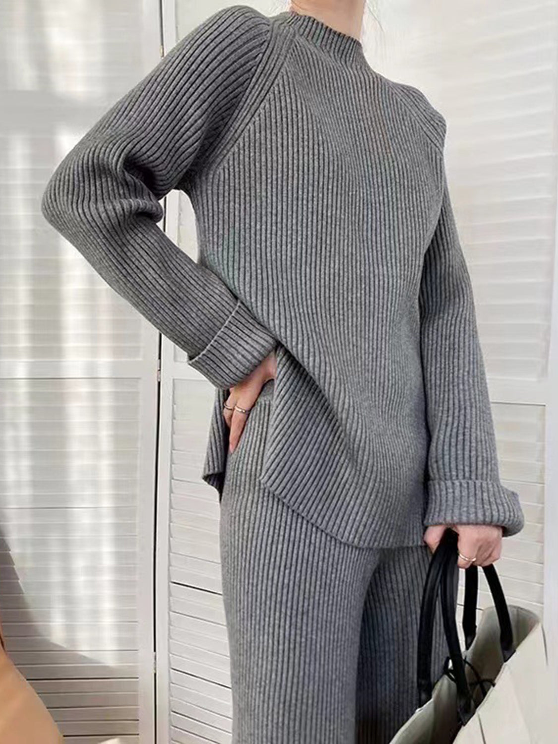 Mock Neck Raglan Sleeve Top and Pants Sweater Set - Danielle and Jason Baker LLC - Danielle Baker's Boutique
