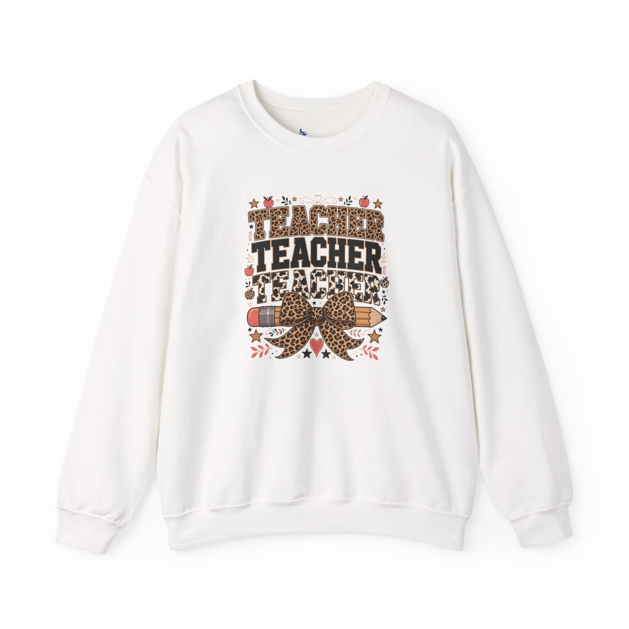 Leopard Bow Crewneck Teacher Teacher Teacher Sweatshirt, Cute Back To School Pullover, Trendy Educator Gift
