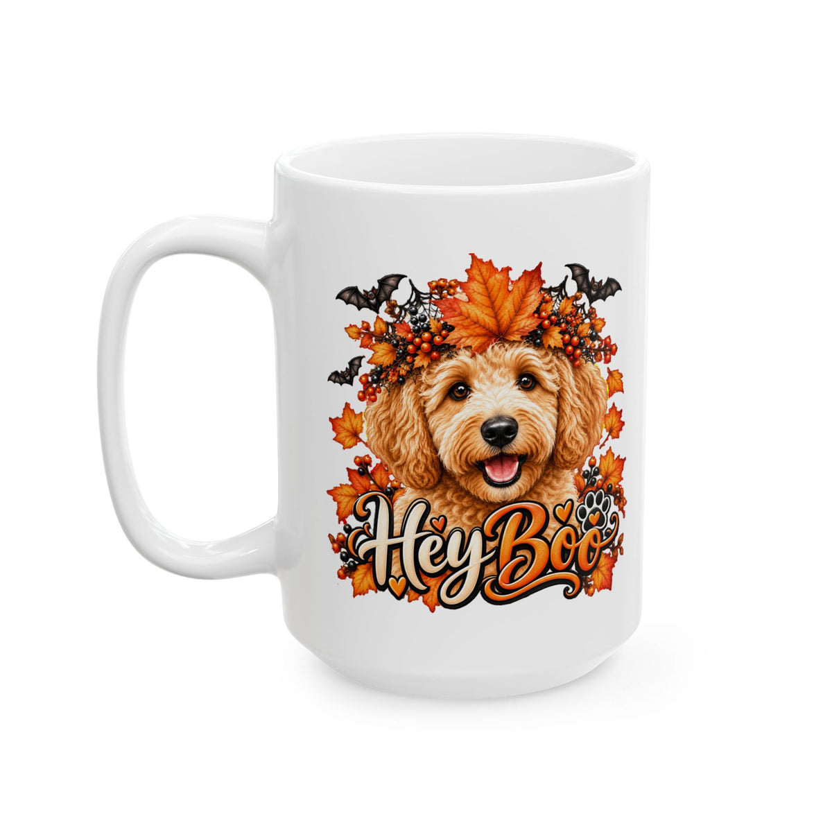 Halloween Dog Mug, Hey Boo Doodle Coffee Cup, Fall Pet Lover Gift