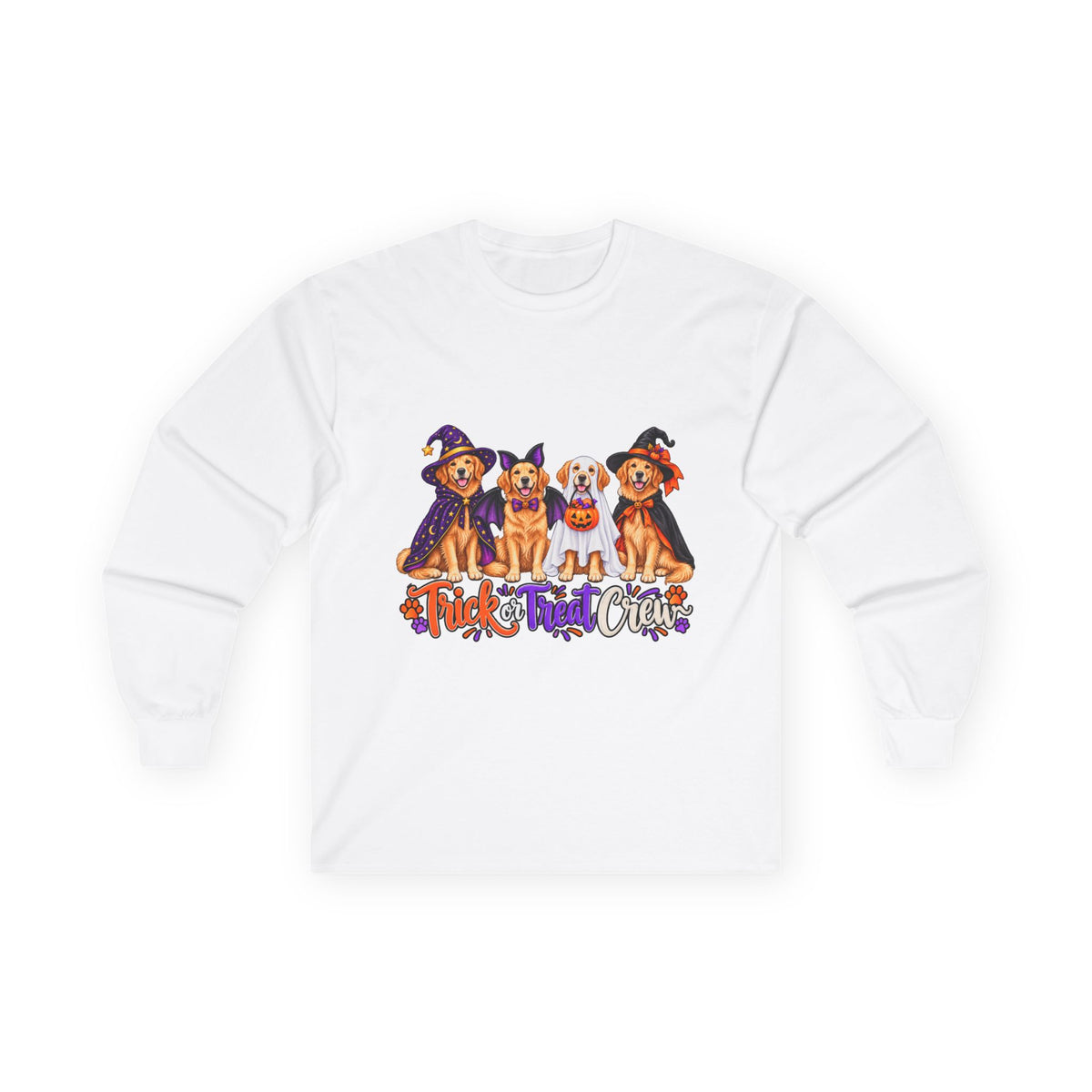 Golden Retriever Halloween Long Sleeve Shirt, Trick Or Treat Crew Dog Lover Fall Gift