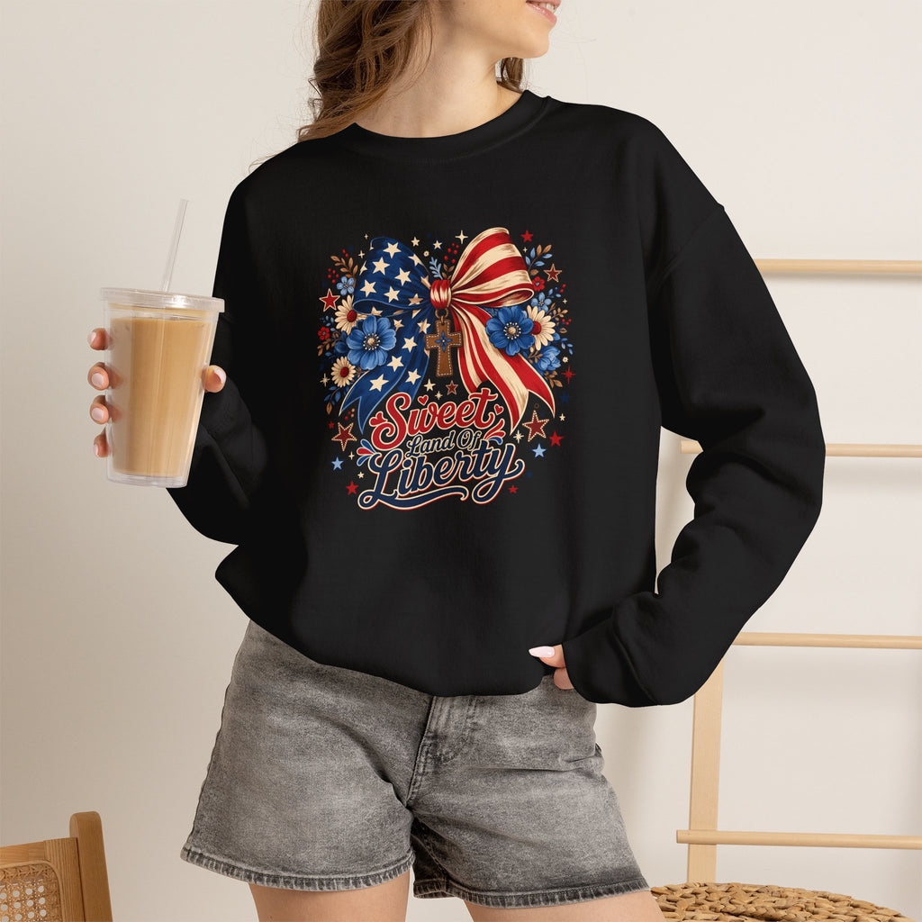 Sweet Land of Liberty Patriotic Bow Sweatshirt