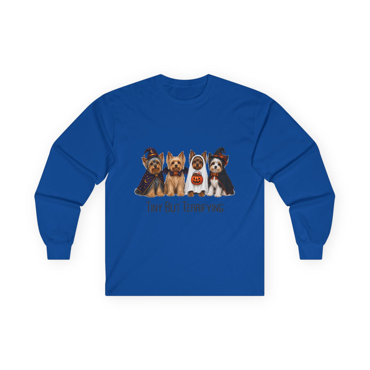 Yorkie Halloween Long Sleeve Shirt, Tiny But Terrifying Terrier Fall Dog Lover Gift