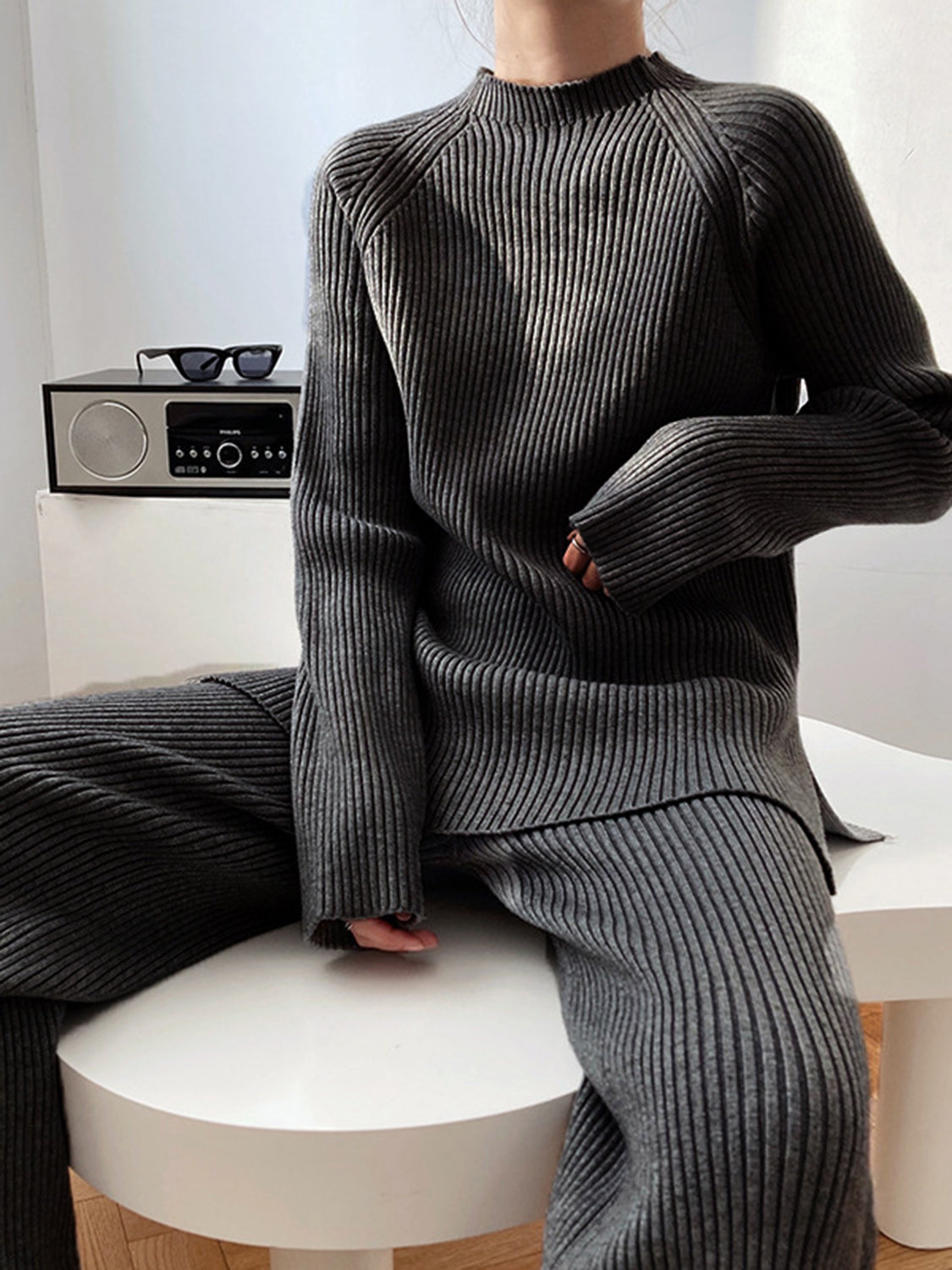 Mock Neck Raglan Sleeve Top and Pants Sweater Set - Danielle and Jason Baker LLC - Danielle Baker's Boutique