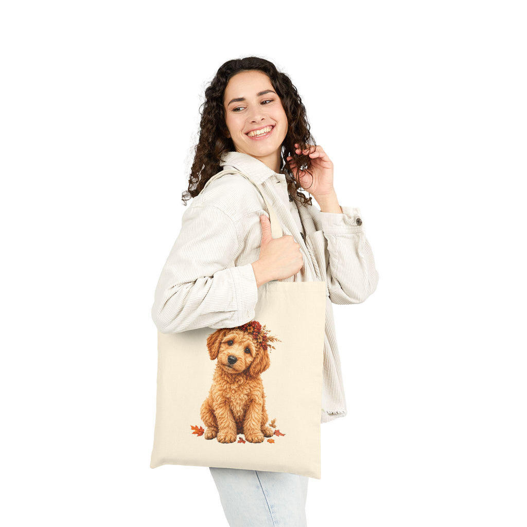 Fall Doodle Tote Bag | Goldendoodle & Labradoodle Autumn Dog Lover Cotton Canvas Tote Bag