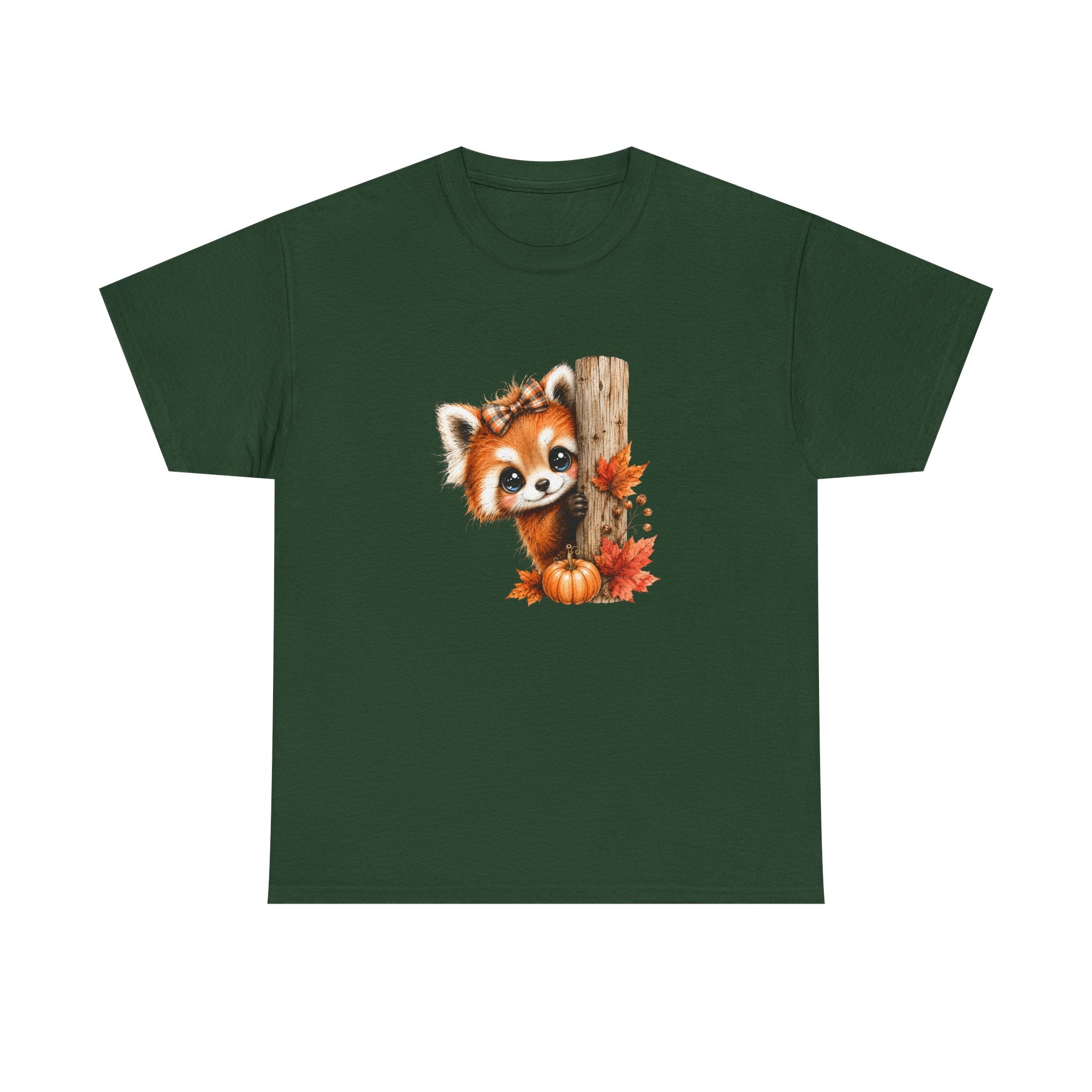 Autumn Woodland Red Panda Graphic Tee | Cute Fall Red Panda Shirt | Pumpkin Patch T-Shirt