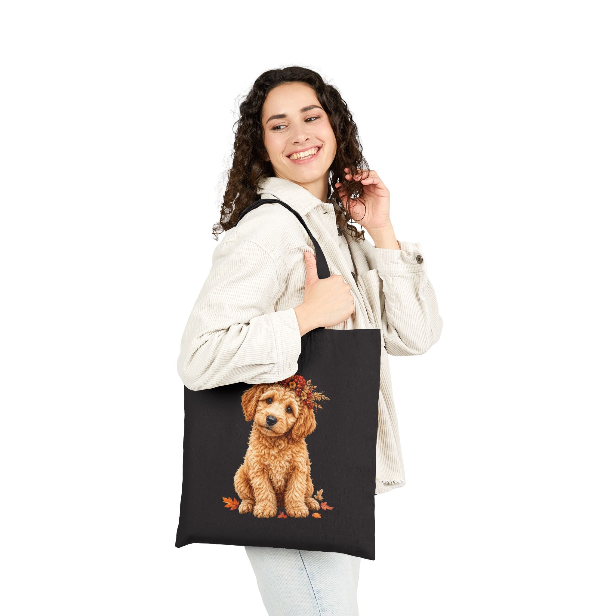 Fall Doodle Tote Bag | Goldendoodle & Labradoodle Autumn Dog Lover Cotton Canvas Tote Bag