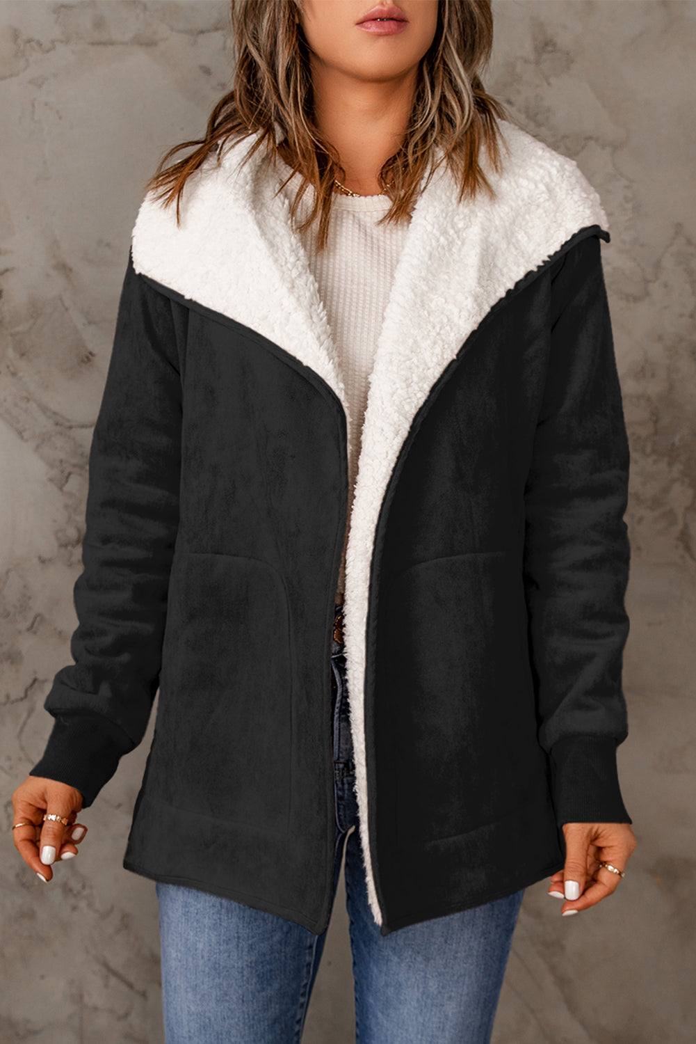 Open Front Long Sleeve Sherpa Jacket - Danielle and Jason Baker LLC - Danielle Baker's Boutique