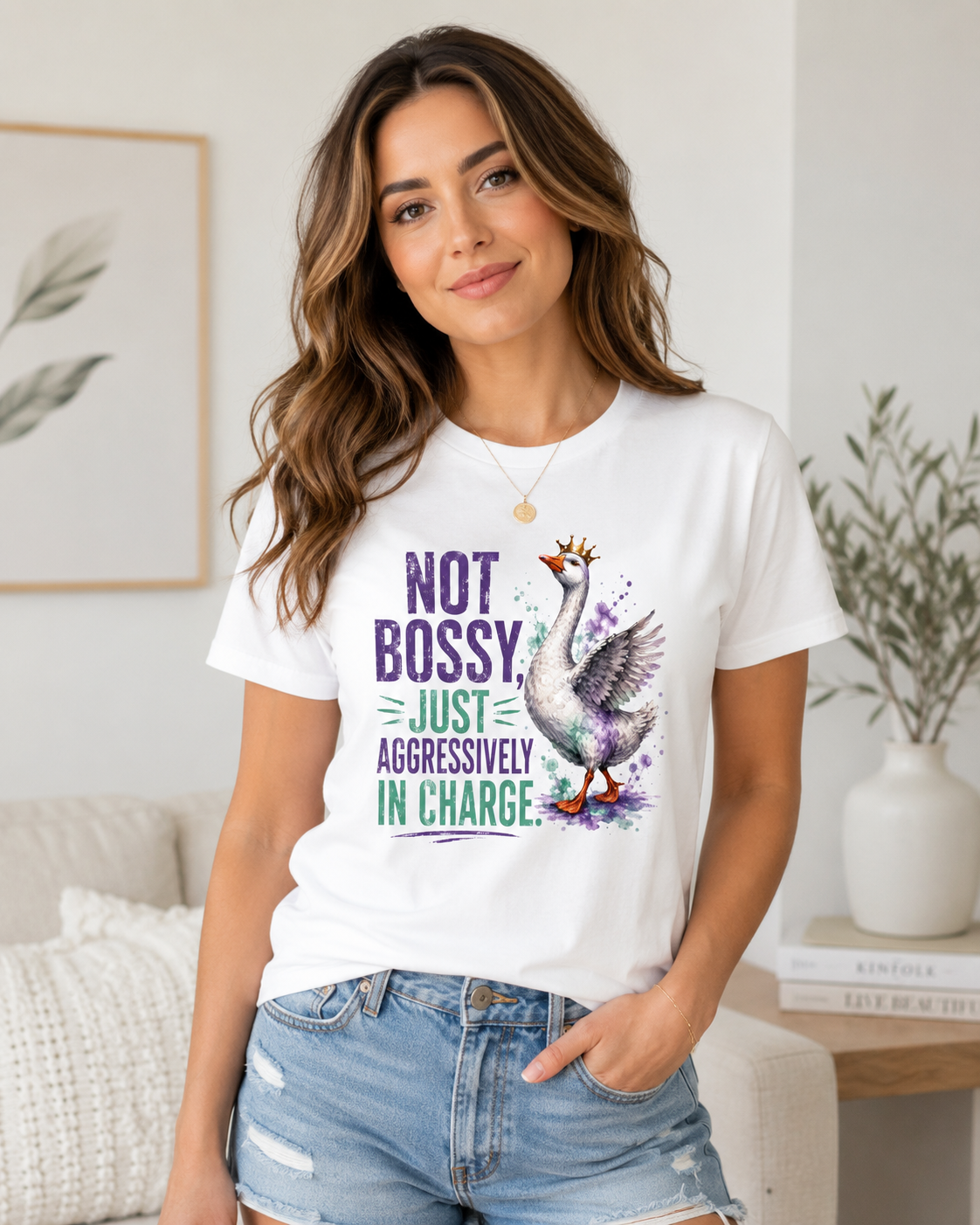 Not Bossy Just Aggressively in Charge Sassy T-Shirt | Funny Goose Graphic Tee
