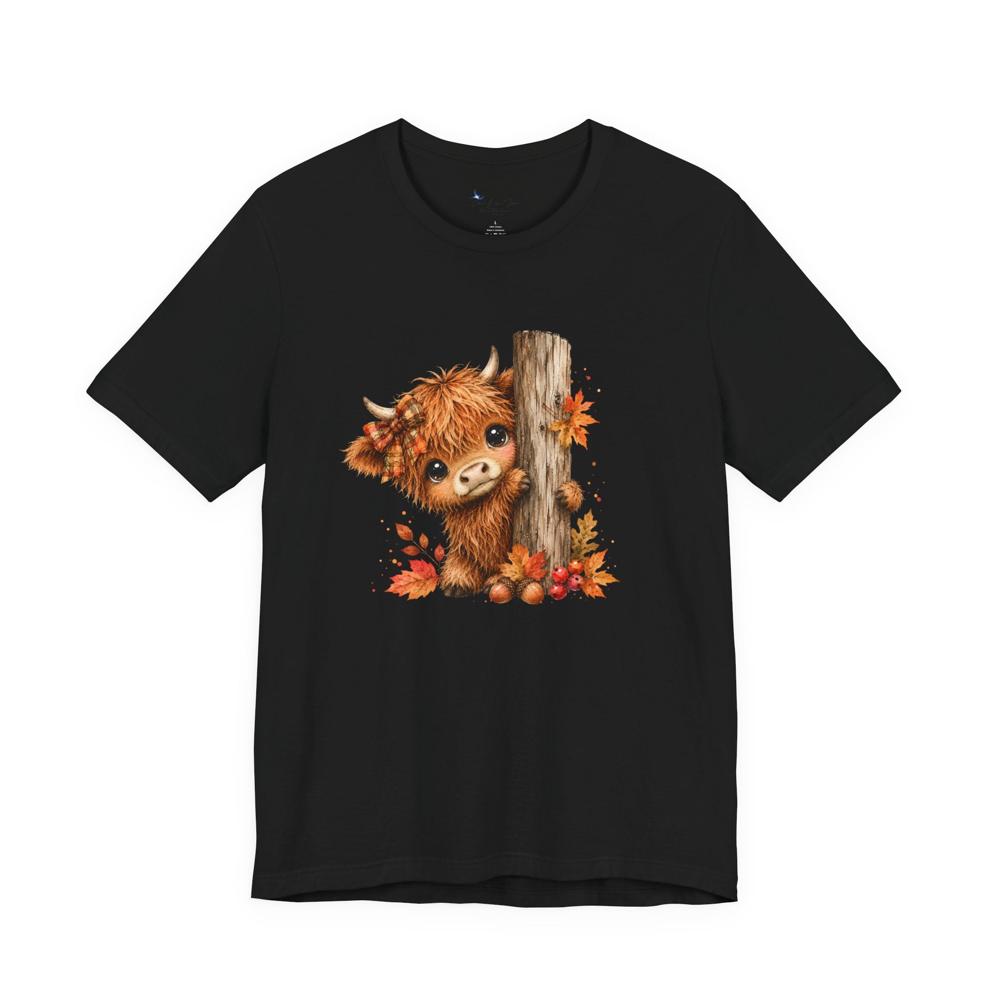 Fall Woodland Baby Highland Cow Animal T-Shirt