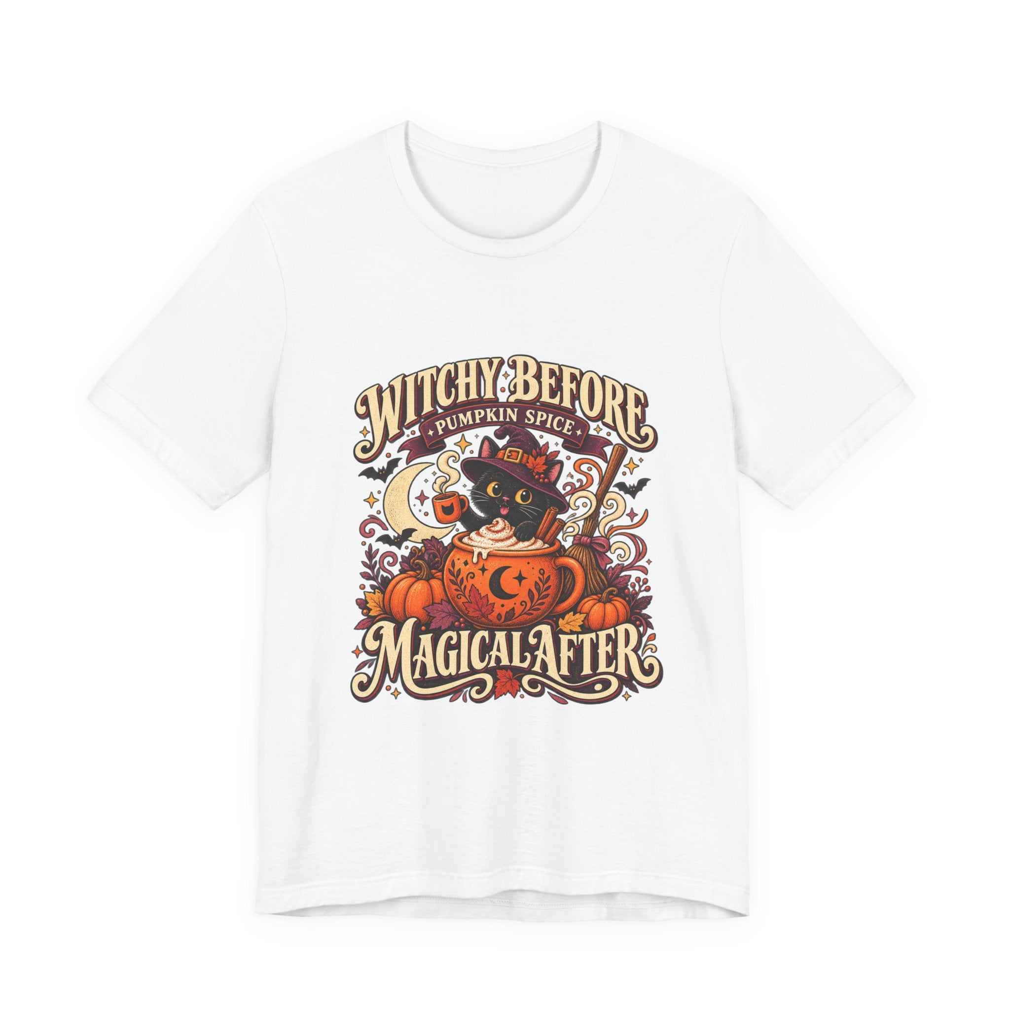 Halloween T-Shirt, Witchy Pumpkin Spice Cat Tee, Magical Fall Graphic