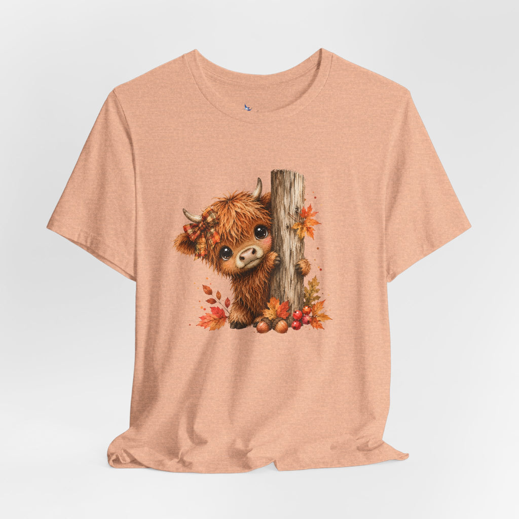 Fall Woodland Baby Highland Cow Animal T-Shirt