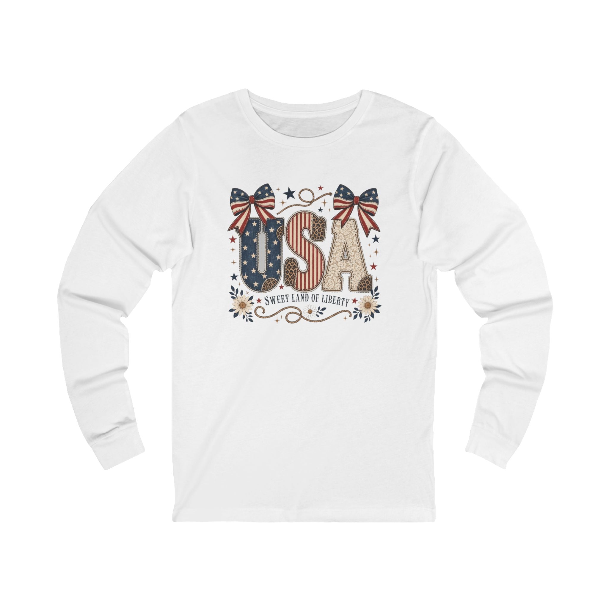 USA Sweet Land of Liberty Patriotic Shirt | Western Americana Oversized Long Sleeve Tee
