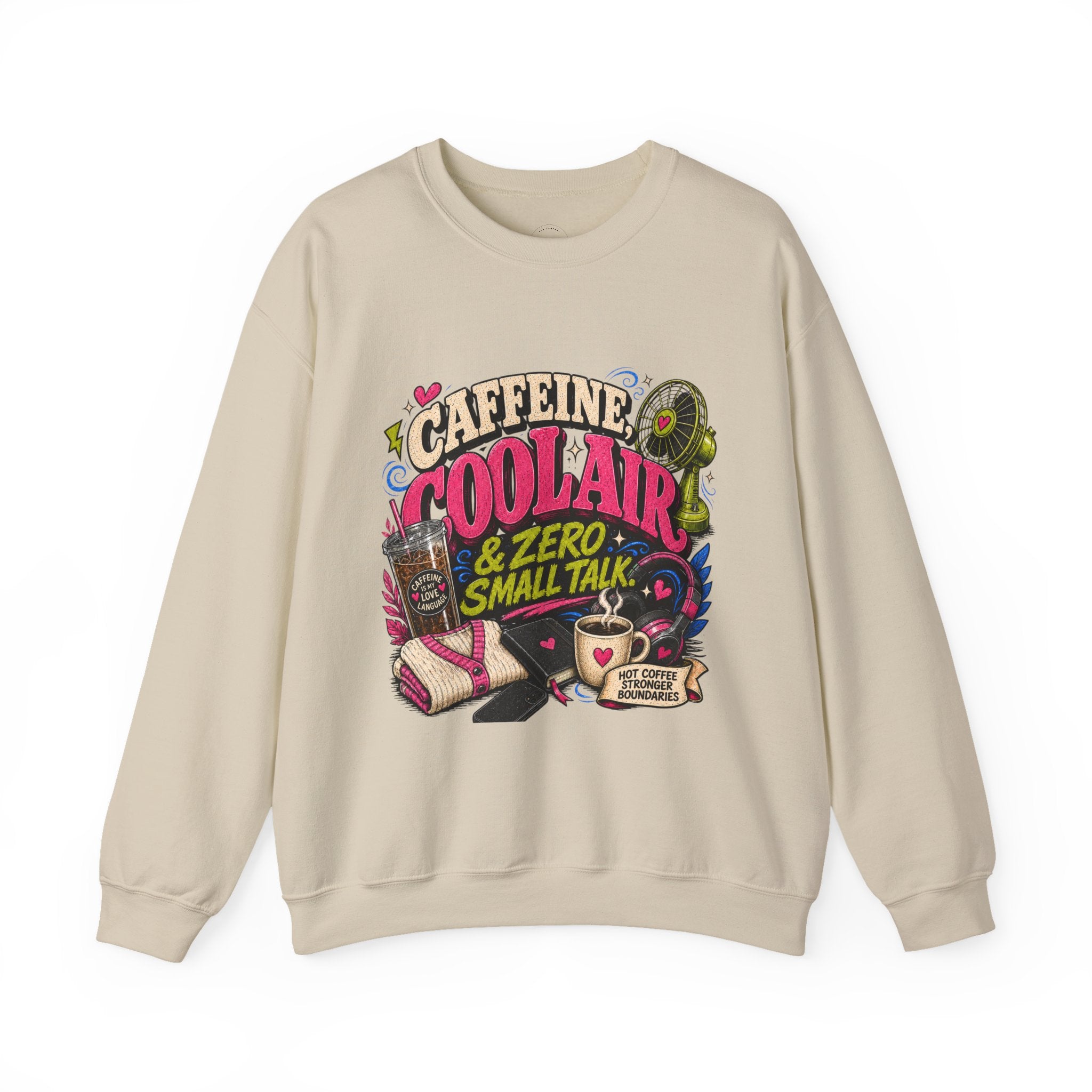 Coffee Sweatshirt, Caffeine Cool Air Graphic, Introvert Fall Cozy Campus Mom Gift