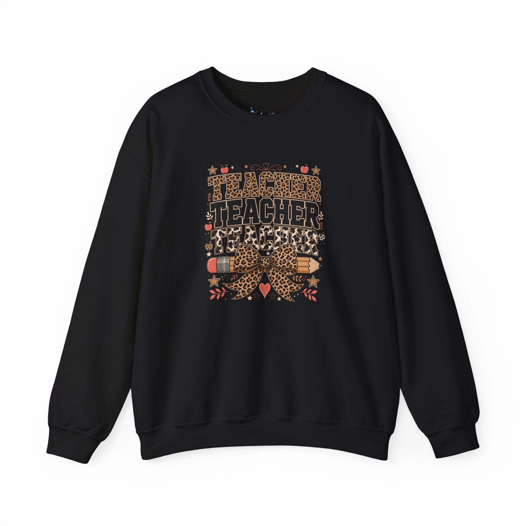 Leopard Bow Crewneck Teacher Teacher Teacher Sweatshirt, Cute Back To School Pullover, Trendy Educator Gift