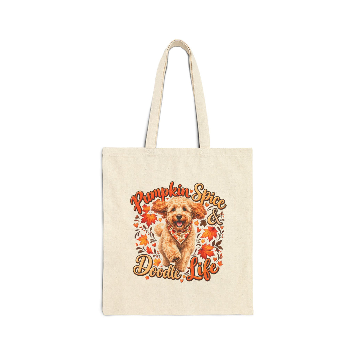 Doodle Tote Bag, Pumpkin Spice Dog Lover Fall Canvas Shopper Gift
