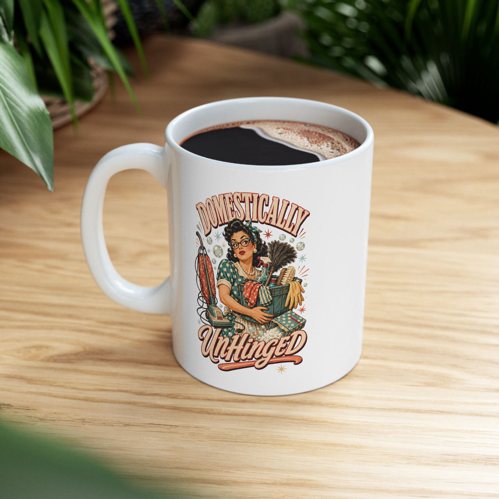 Retro Domestically Unhinged Ceramic Mug, (11oz, 15oz)