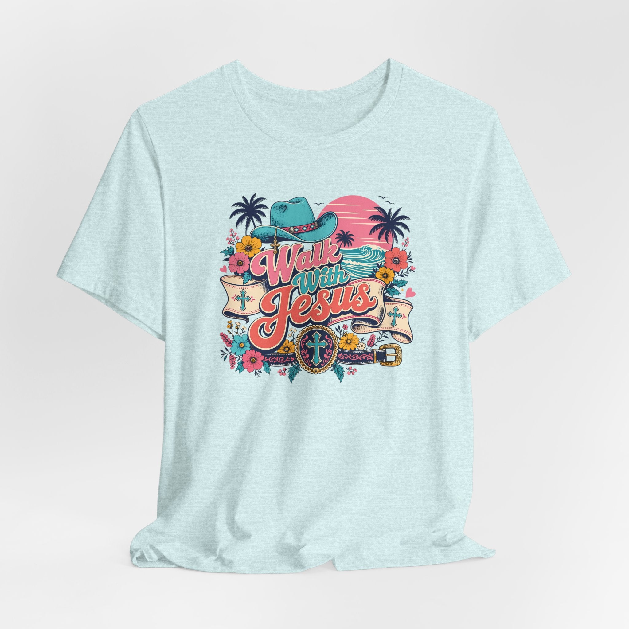 Walk With Jesus Western Christian Short Sleeve Tee