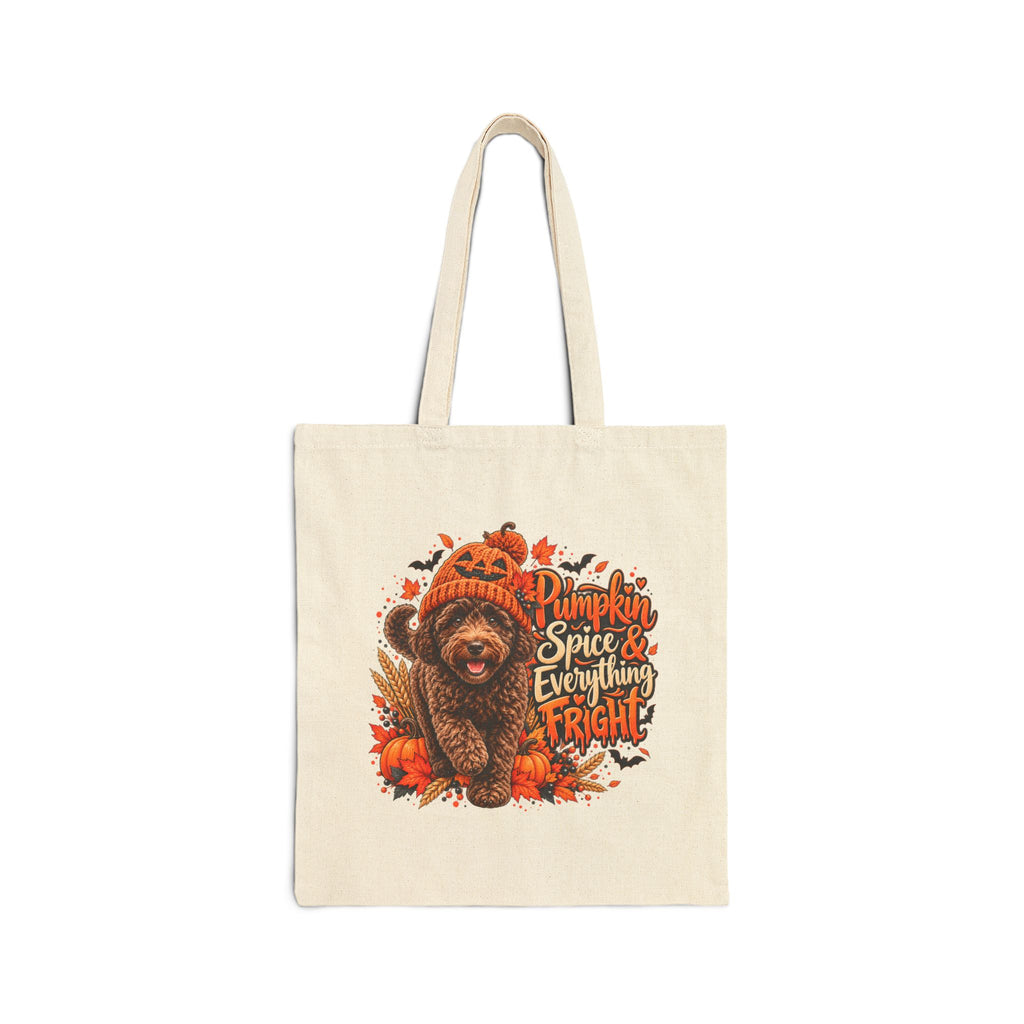 Doodle Halloween Tote Bag, Pumpkin Spice Everything Fright Fall Canvas Shopper Gift