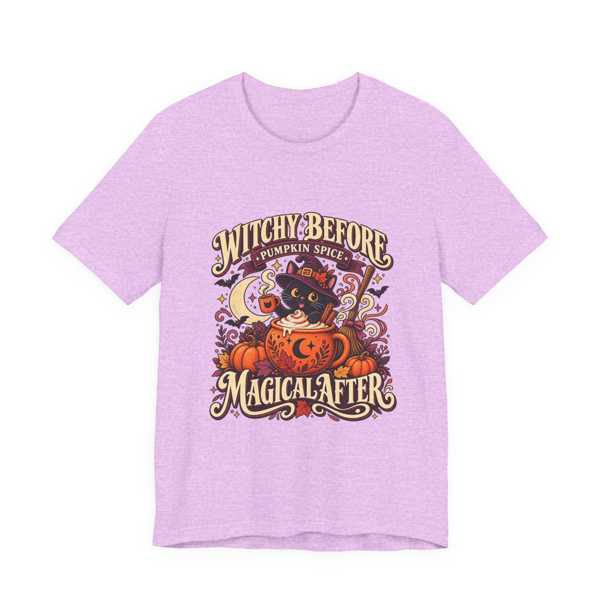 Halloween T-Shirt, Witchy Pumpkin Spice Cat Tee, Magical Fall Graphic
