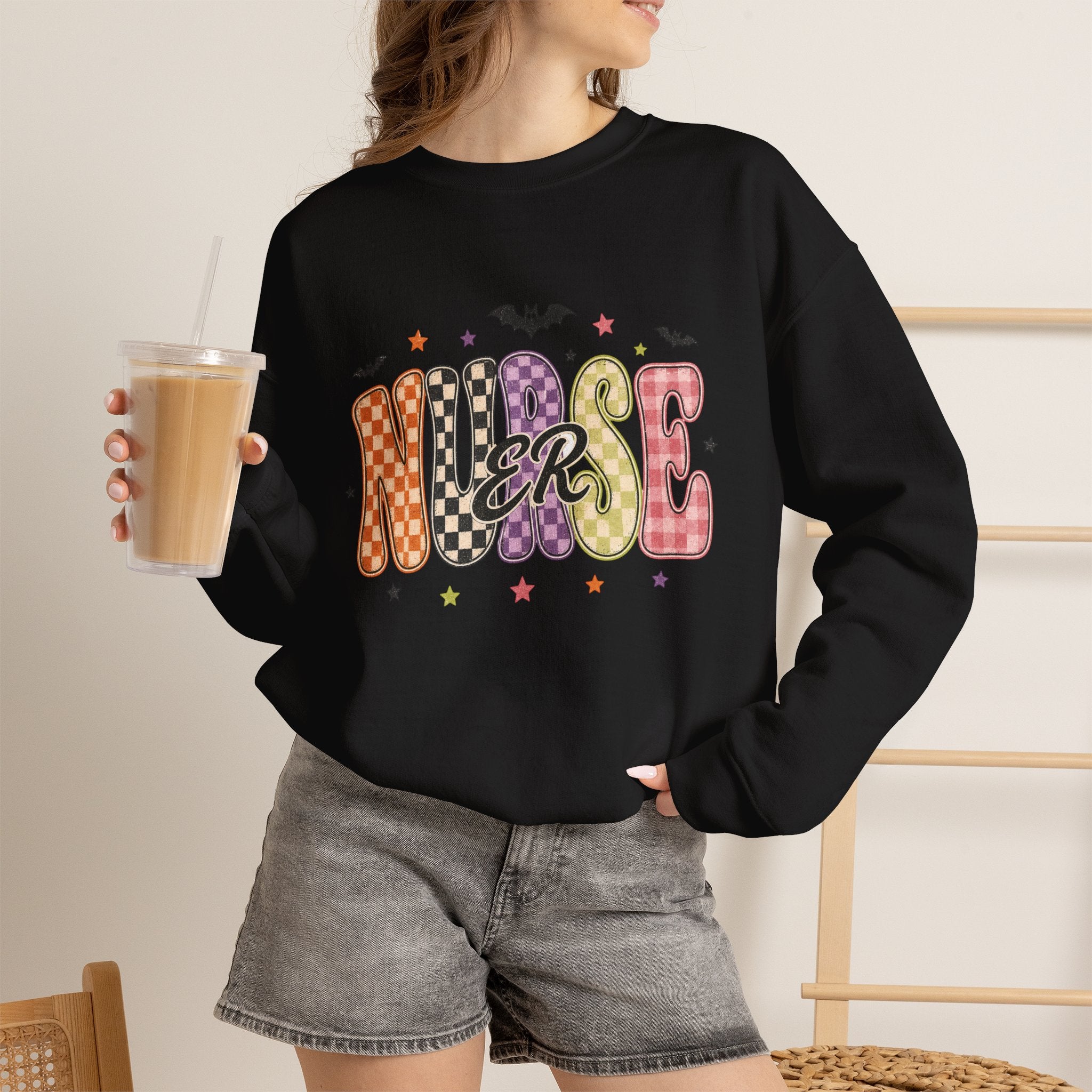ER Nurse Halloween Sweatshirt, Retro Spooky Emergency Department Nurse Crewneck