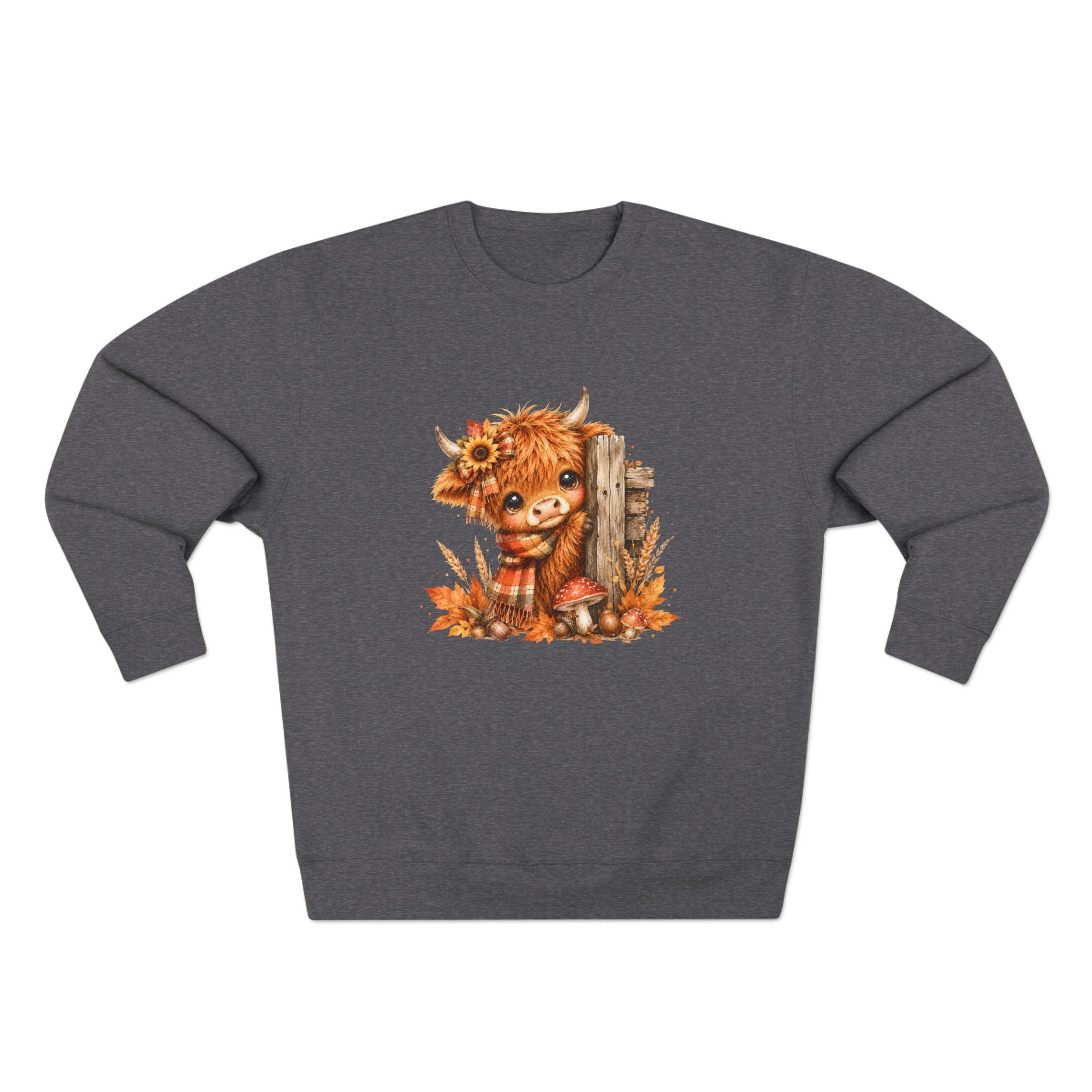 Western Farmhouse Fall Highland Cow Sweatshirt Crewneck | Autumn Cow Lover Shirt