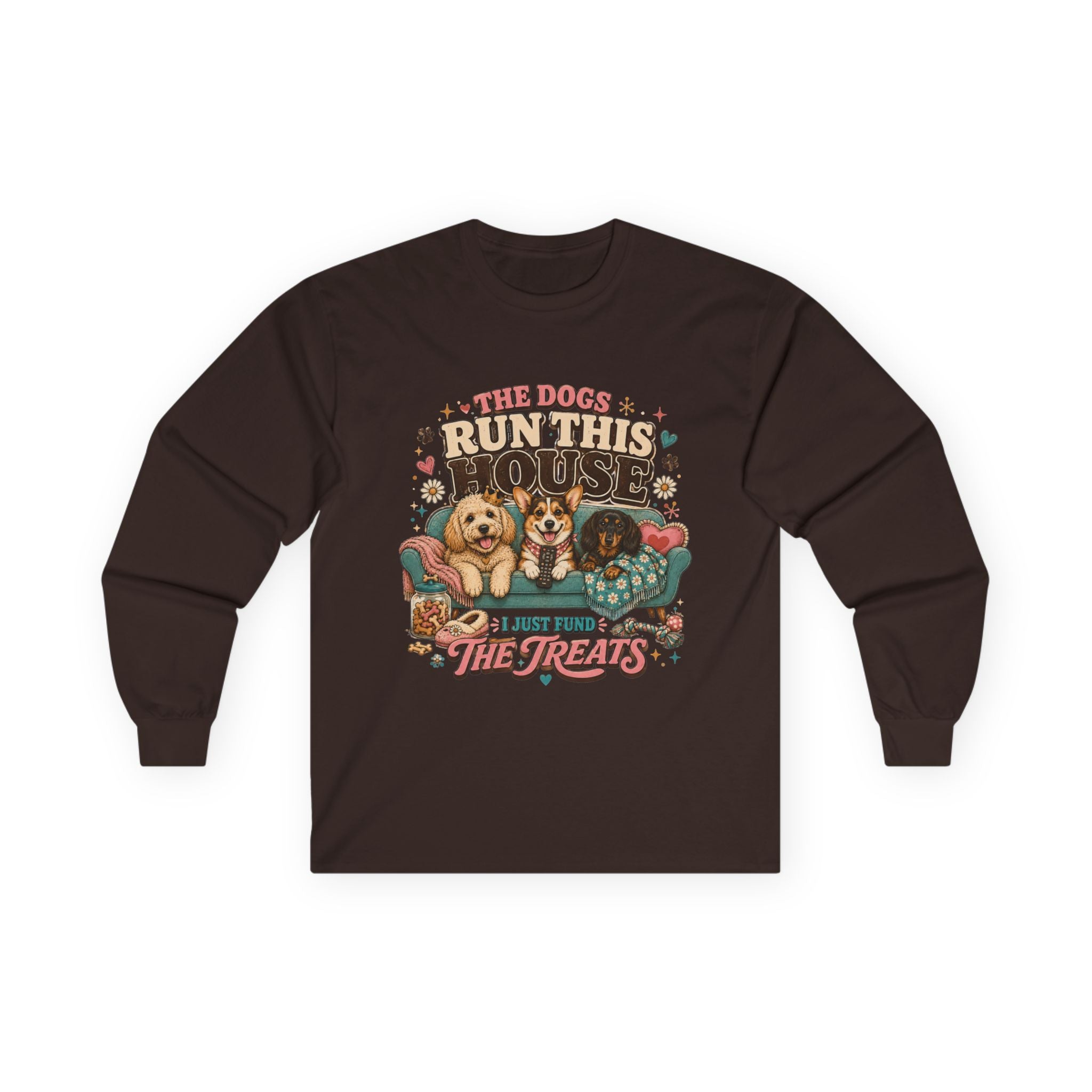 Dog Lover Shirt, Dogs Run House Treats Long Sleeve, Pet Owner Rescue Kennel Graphic