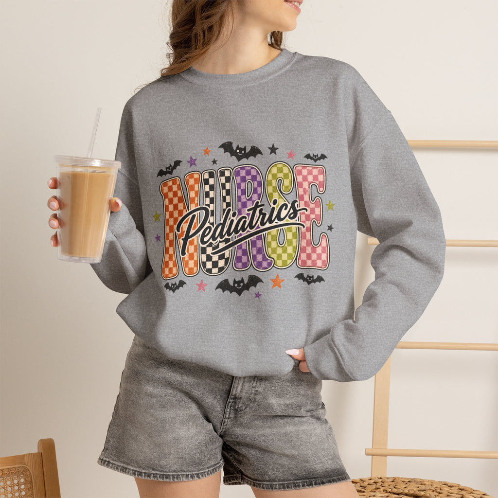 Pediatrics Nurse Halloween Sweatshirt, Retro Spooky Nurse Crewneck