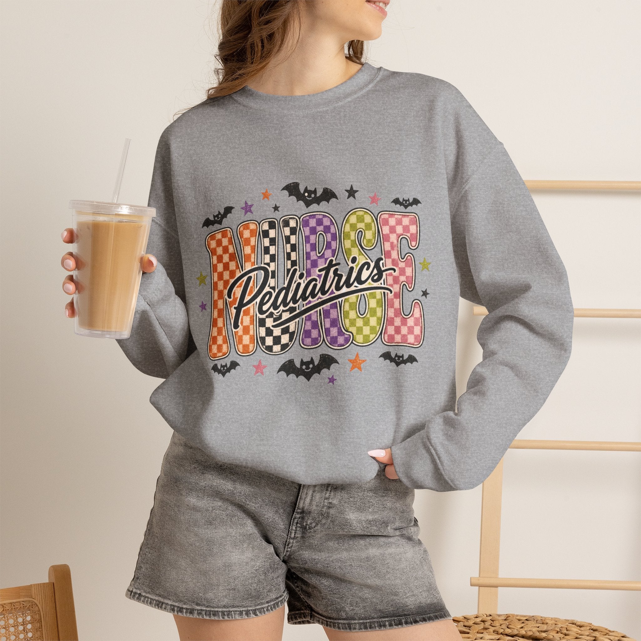 Pediatrics Nurse Halloween Sweatshirt, Retro Spooky Nurse Crewneck