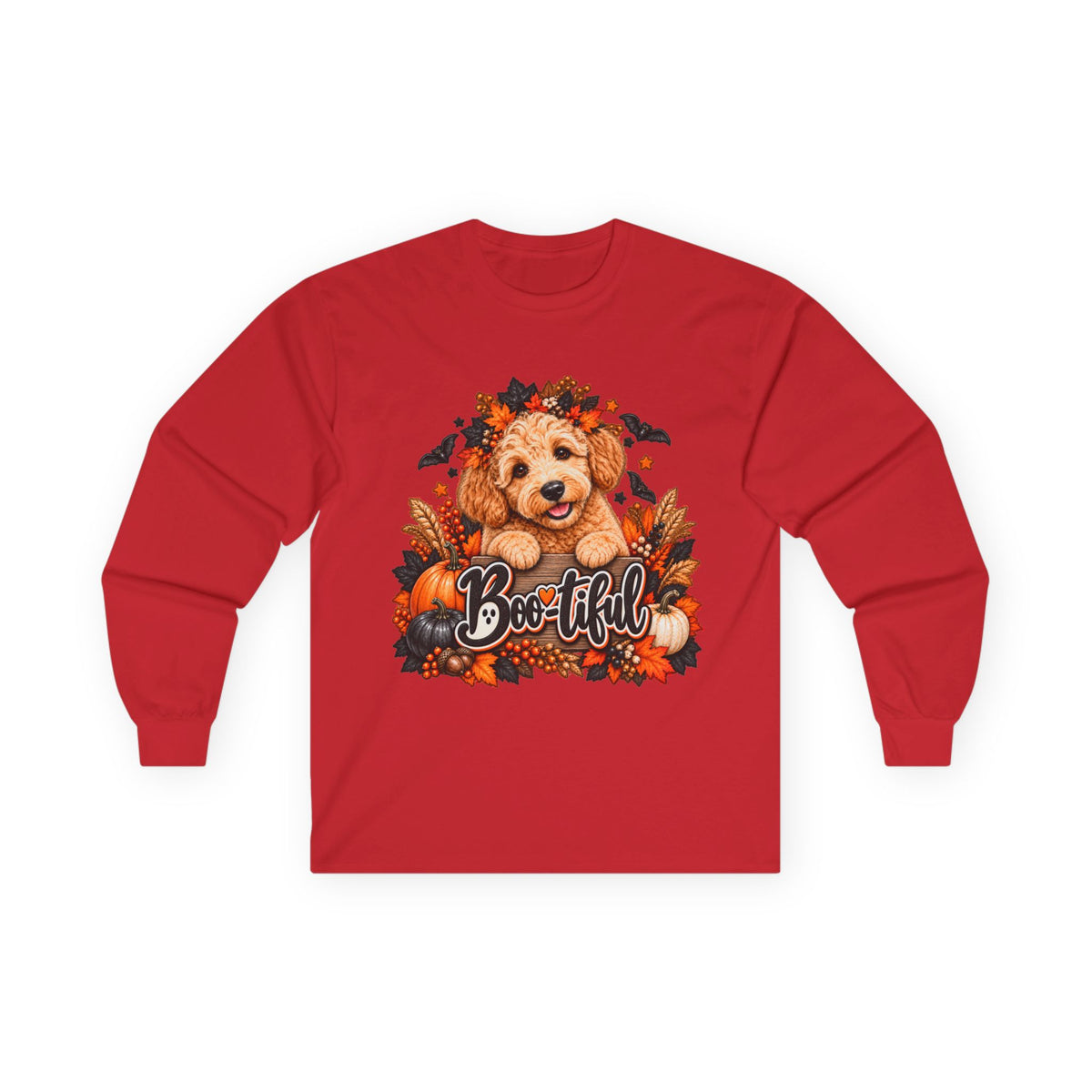 Halloween Doodle Long Sleeve Shirt, Boo-tiful Goldendoodle Fall Dog Lover Gift