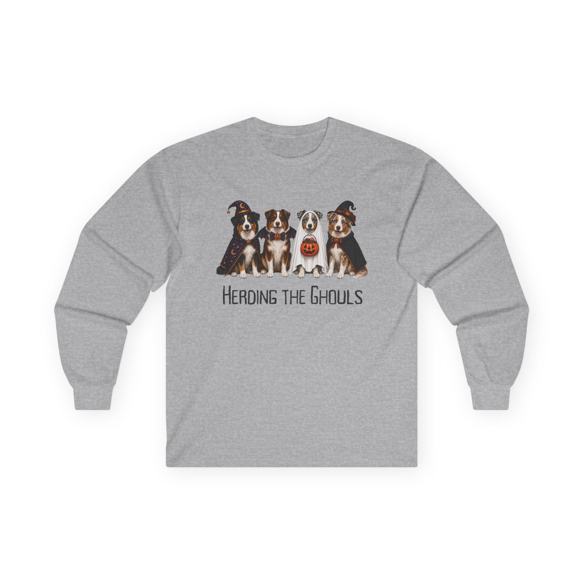 Australian Shepherd Halloween Sweatshirt, Herding The Ghouls Dog Lover Shirt, Border Collie Fall Pullover