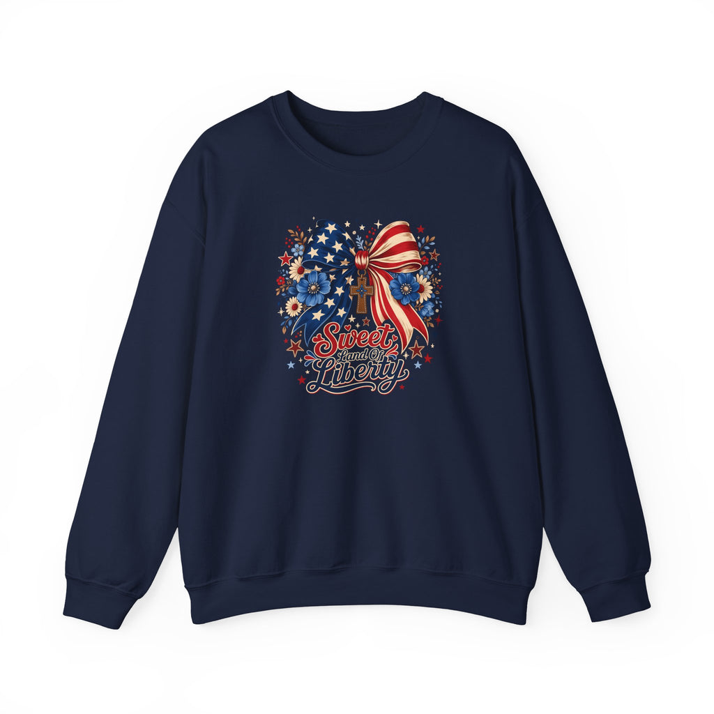 Sweet Land of Liberty Patriotic Bow Sweatshirt