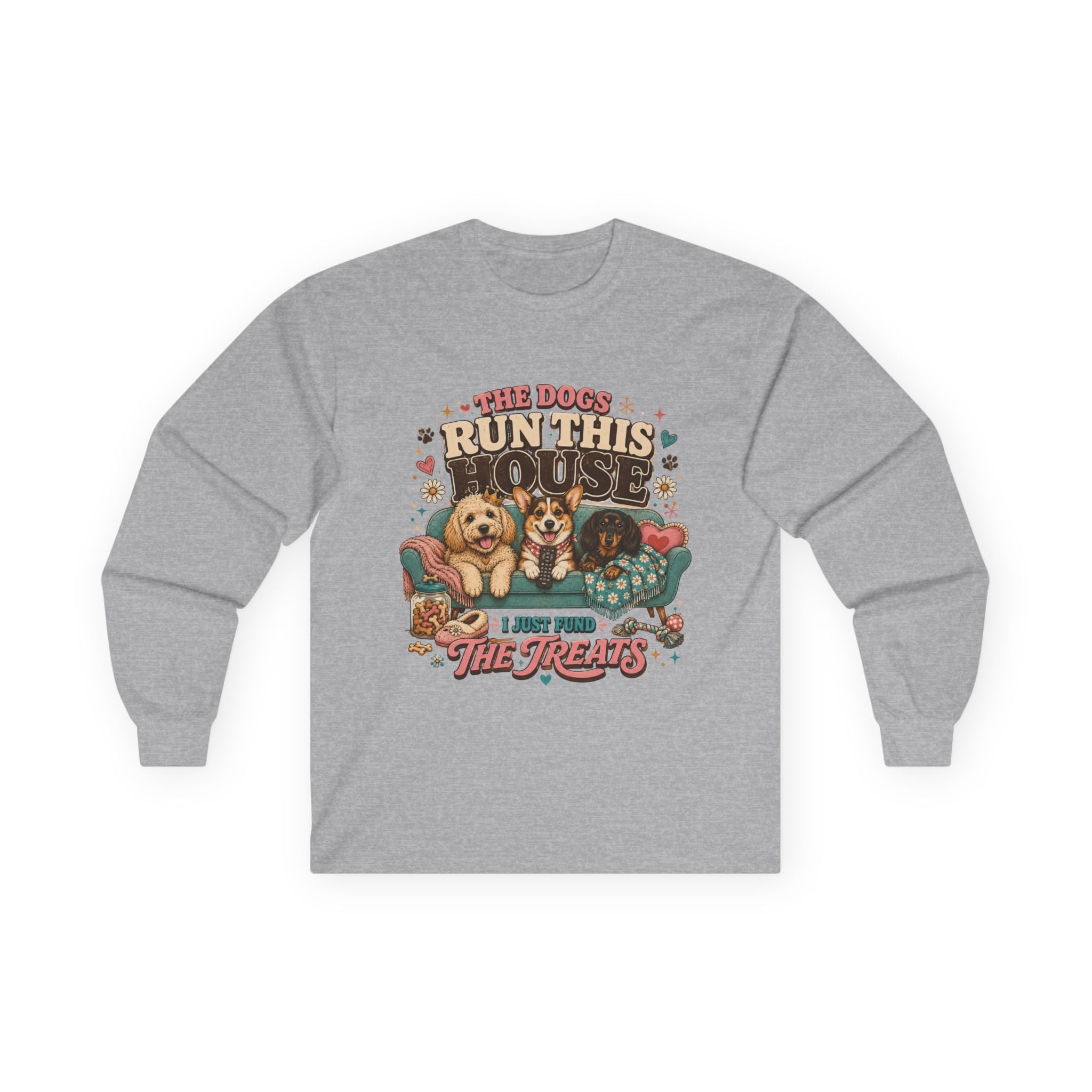 Dog Lover Shirt, Dogs Run House Treats Long Sleeve, Pet Owner Rescue Kennel Graphic