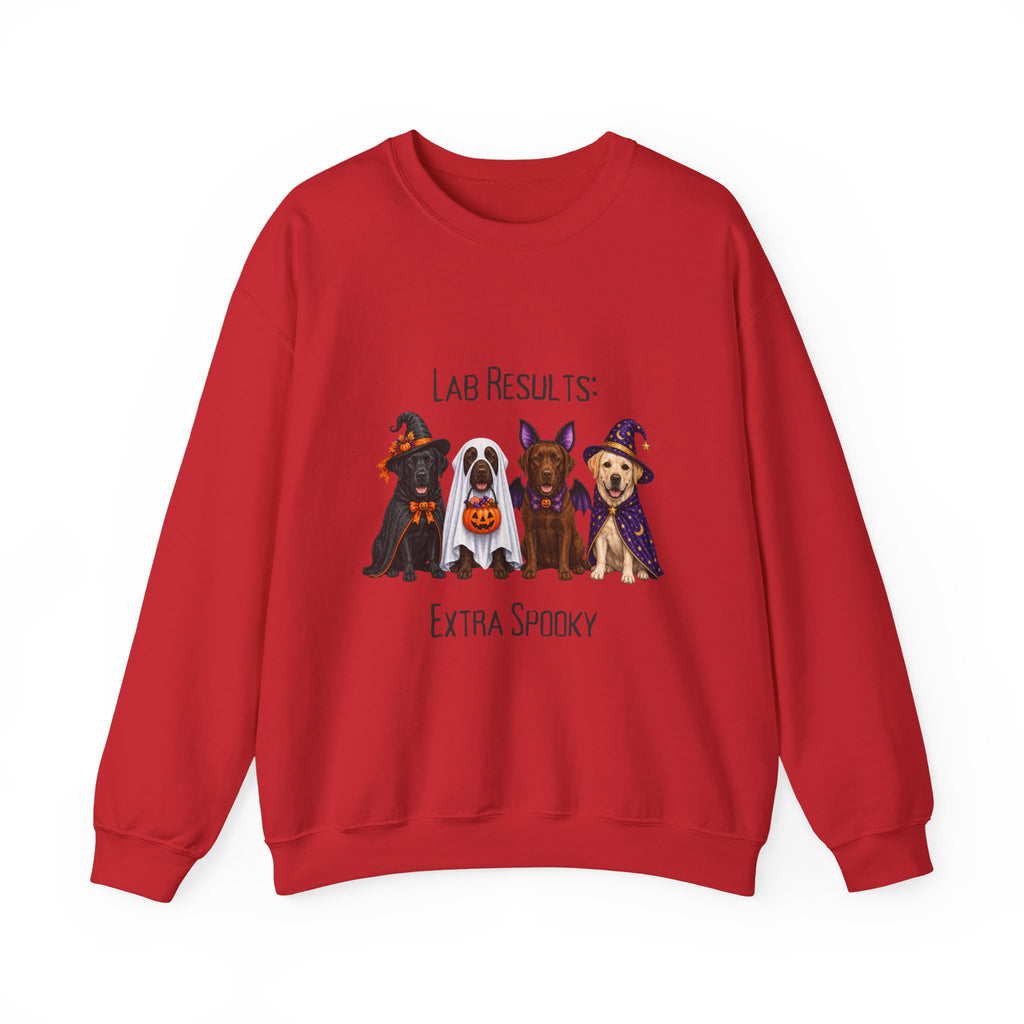 Labrador Halloween Sweatshirt, Lab Results Extra Spooky Dog Lover Fall Pullover Gift