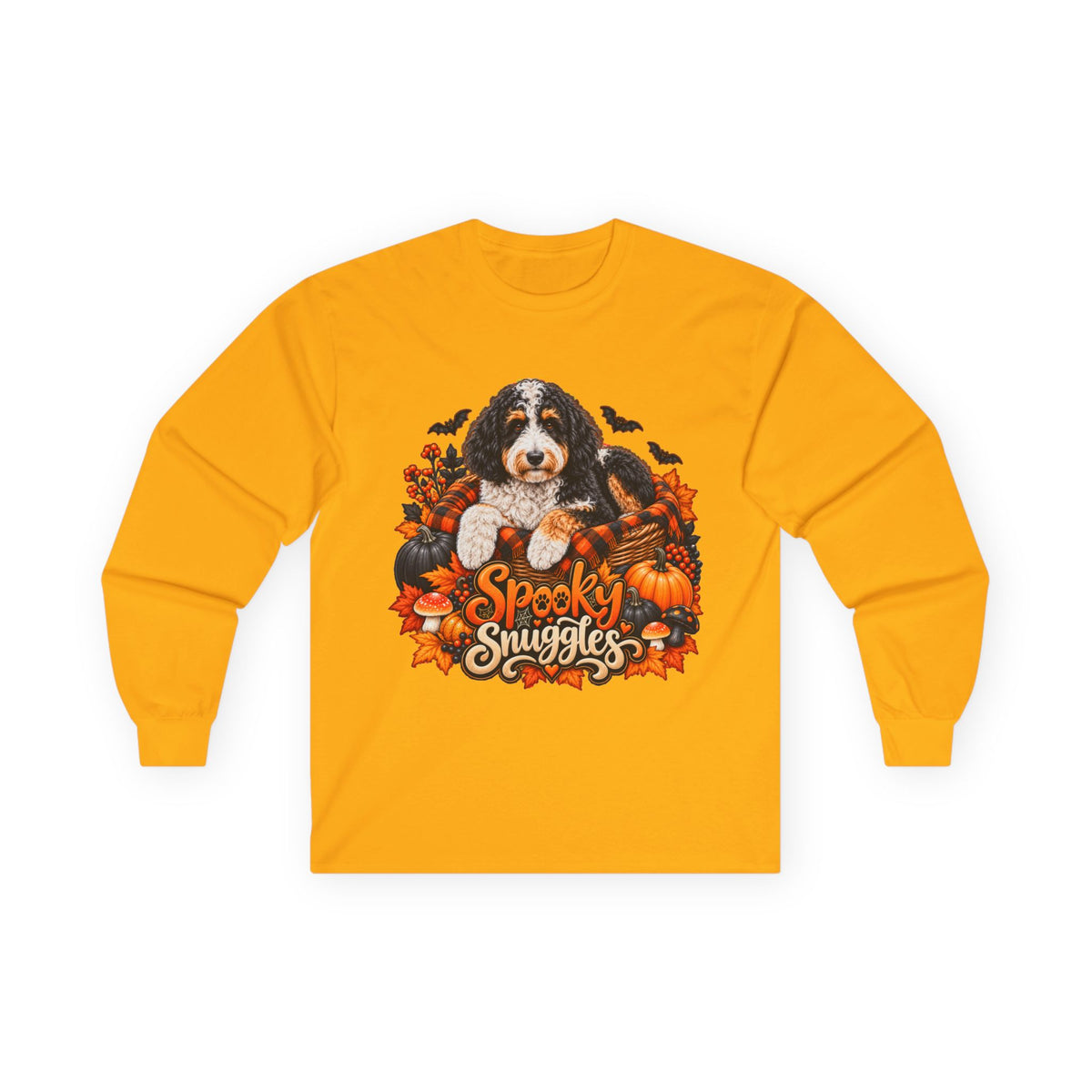 Halloween Dog Long Sleeve Shirt, Spooky Snuggles Doodle Fall Pet Lover Gift