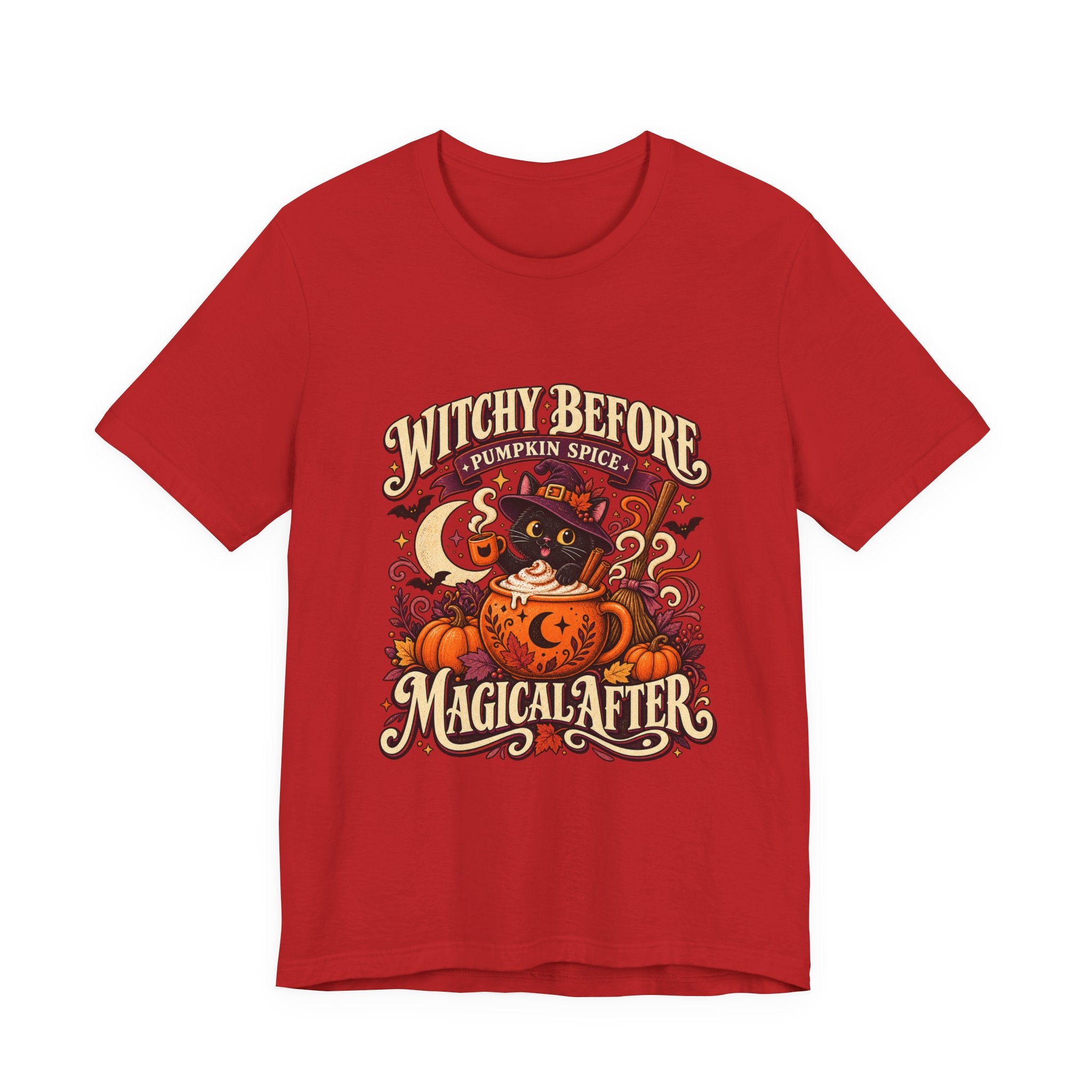 Halloween T-Shirt, Witchy Pumpkin Spice Cat Tee, Magical Fall Graphic