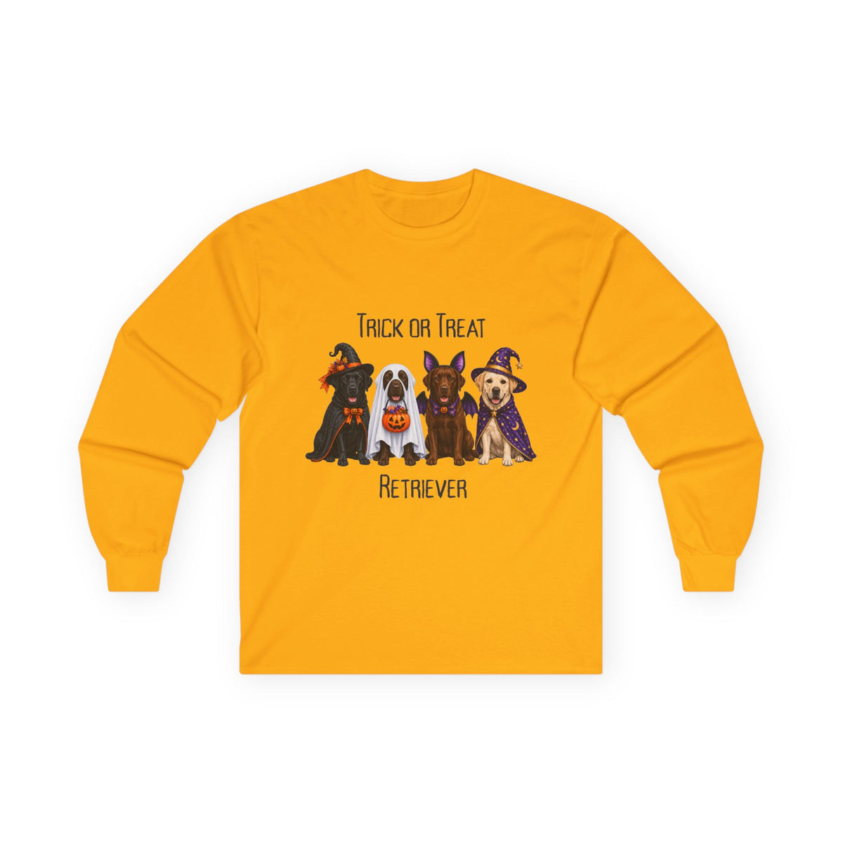 Retriever Halloween Shirt, Trick Treat Labrador Long Sleeve, Dog Lover Vet Rescue Graphic
