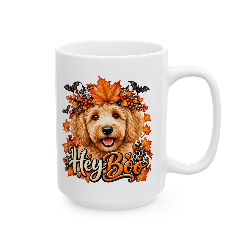 Halloween Dog Mug, Hey Boo Doodle Coffee Cup, Fall Pet Lover Gift