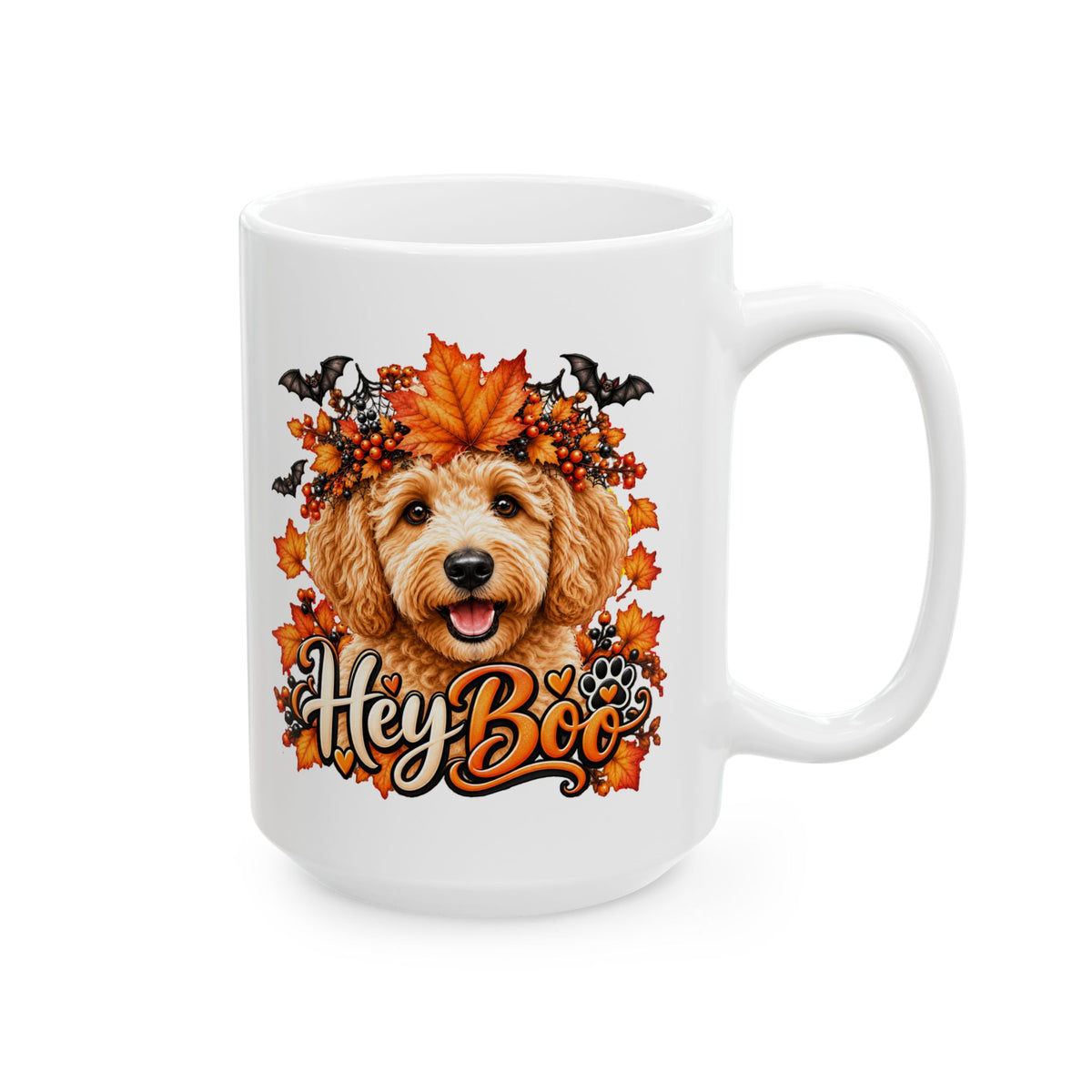 Halloween Dog Mug, Hey Boo Doodle Coffee Cup, Fall Pet Lover Gift