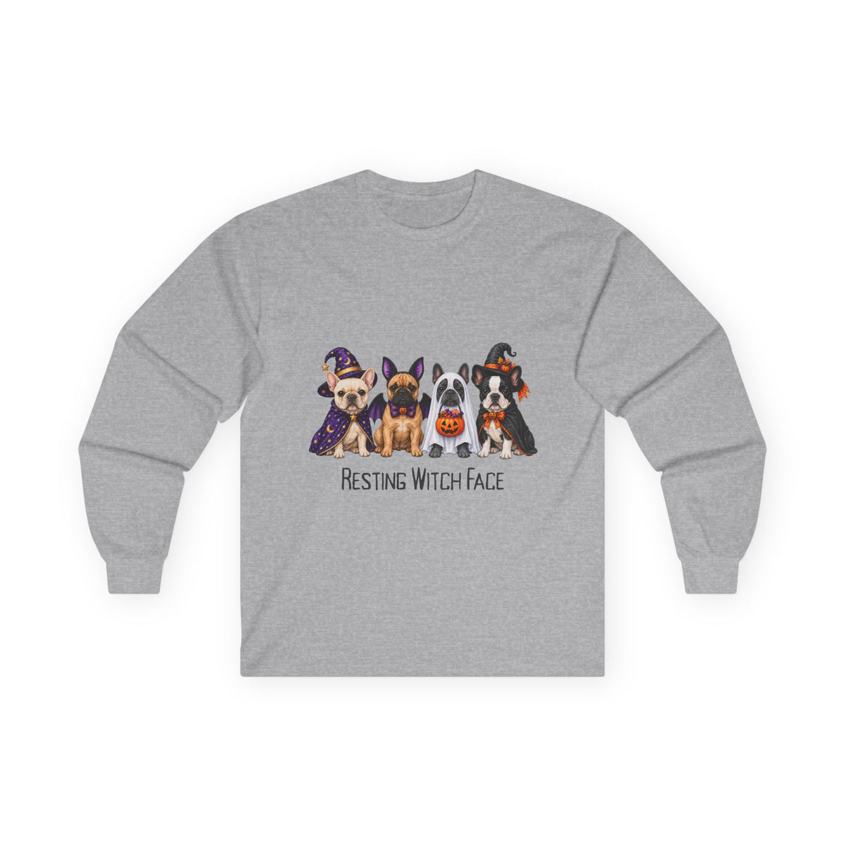 French Bulldog Halloween Long Sleeve Shirt, Resting Witch Face Dog Lover Fall Gift