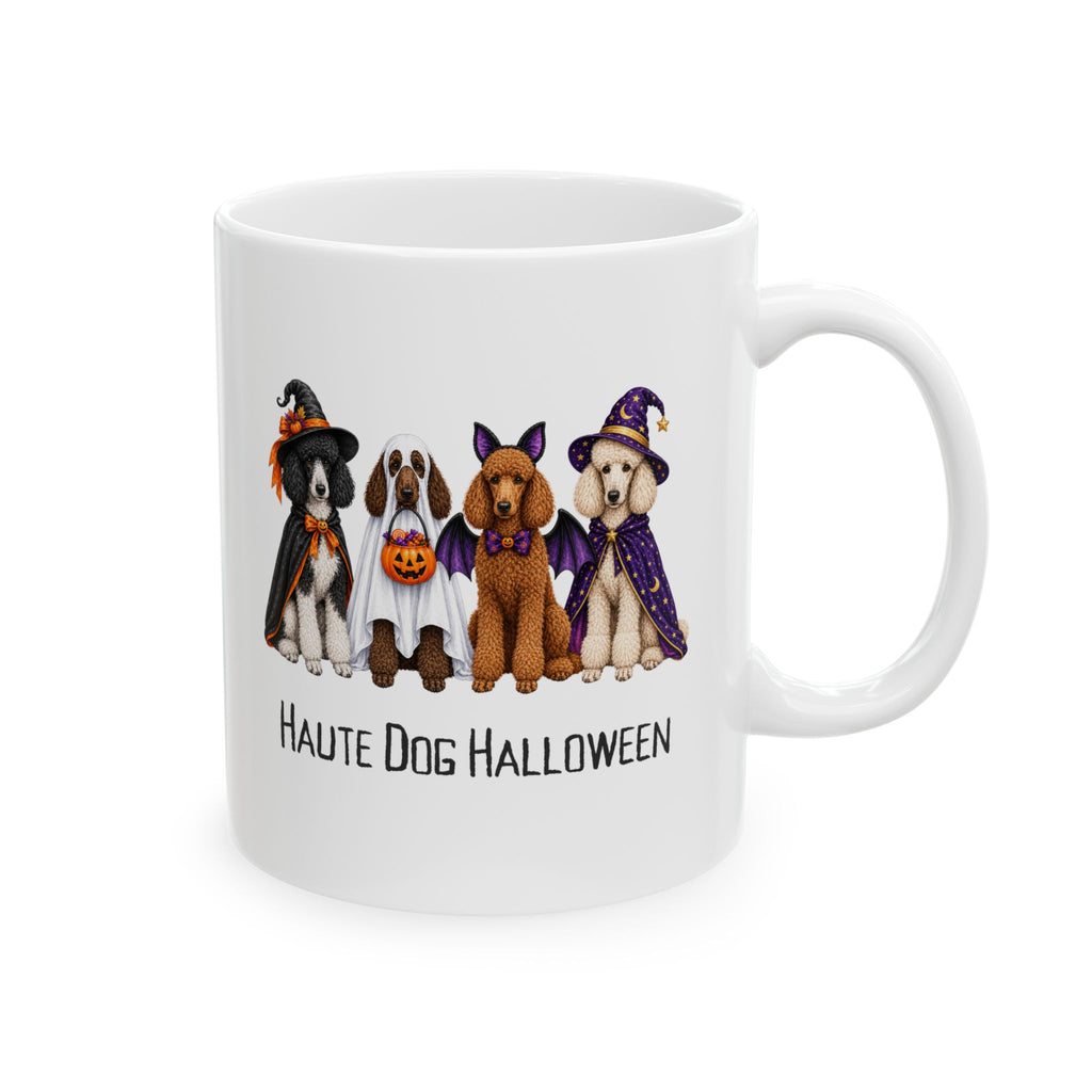 Halloween Dog Mug, Haute Dog Halloween Poodle Coffee Cup, Spooky Pet Lover Gift