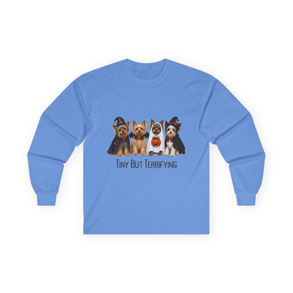 Yorkie Halloween Long Sleeve Shirt, Tiny But Terrifying Terrier Fall Dog Lover Gift