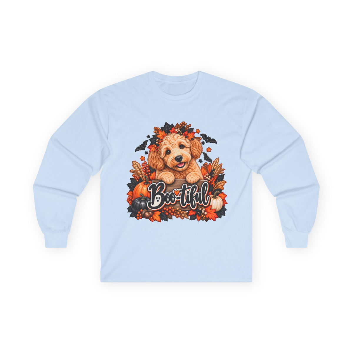 Halloween Doodle Long Sleeve Shirt, Boo-tiful Goldendoodle Fall Dog Lover Gift