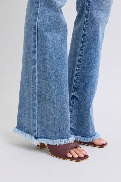 Judy Blue Full Size Raw Hem High Rise Bootcut Jeans - Danielle and Jason Baker LLC - Danielle Baker's Boutique