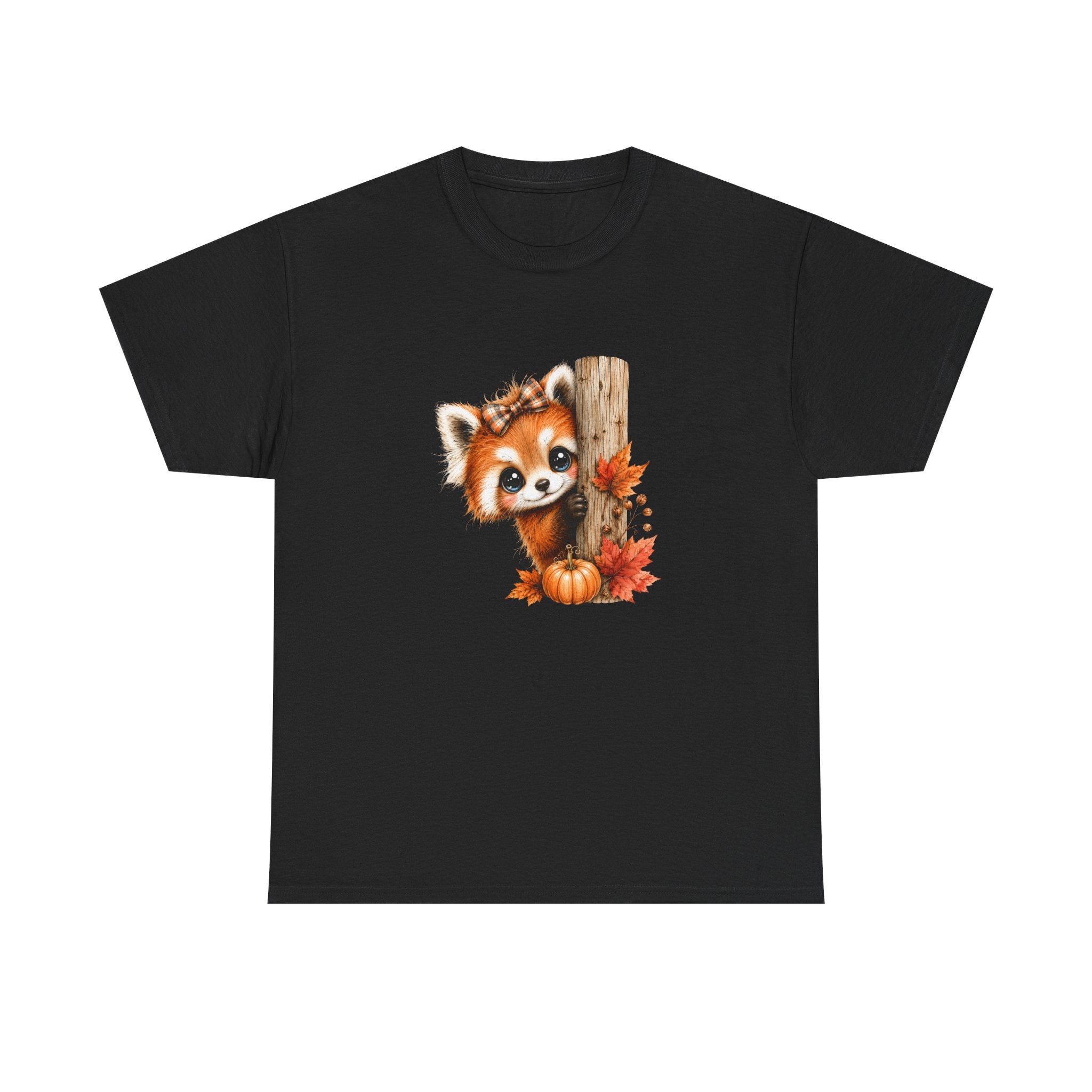Autumn Woodland Red Panda Graphic Tee | Cute Fall Red Panda Shirt | Pumpkin Patch T-Shirt